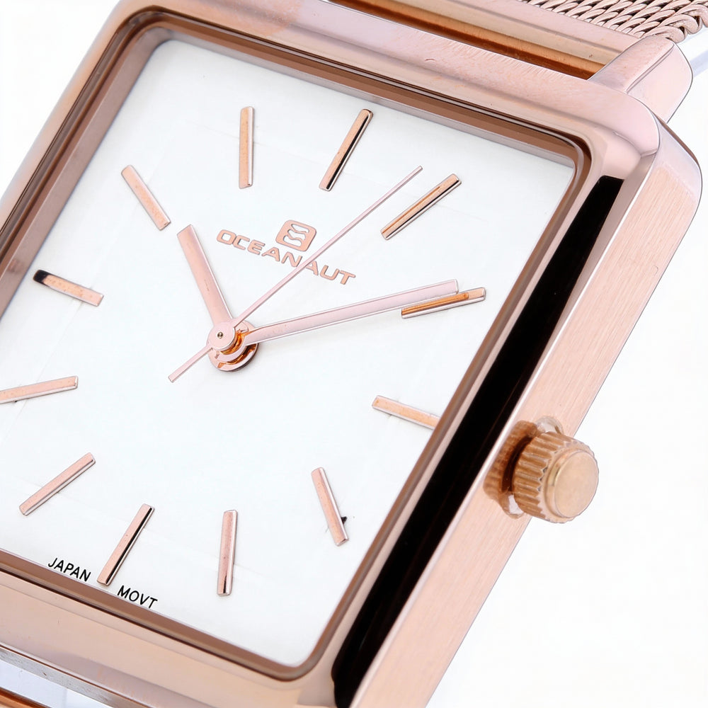 Oceanaut Women's Quartz Watch Rose Gold Tone Stainless Steel Case & Bracelet White Dial Water Resistant Mineral Crystal