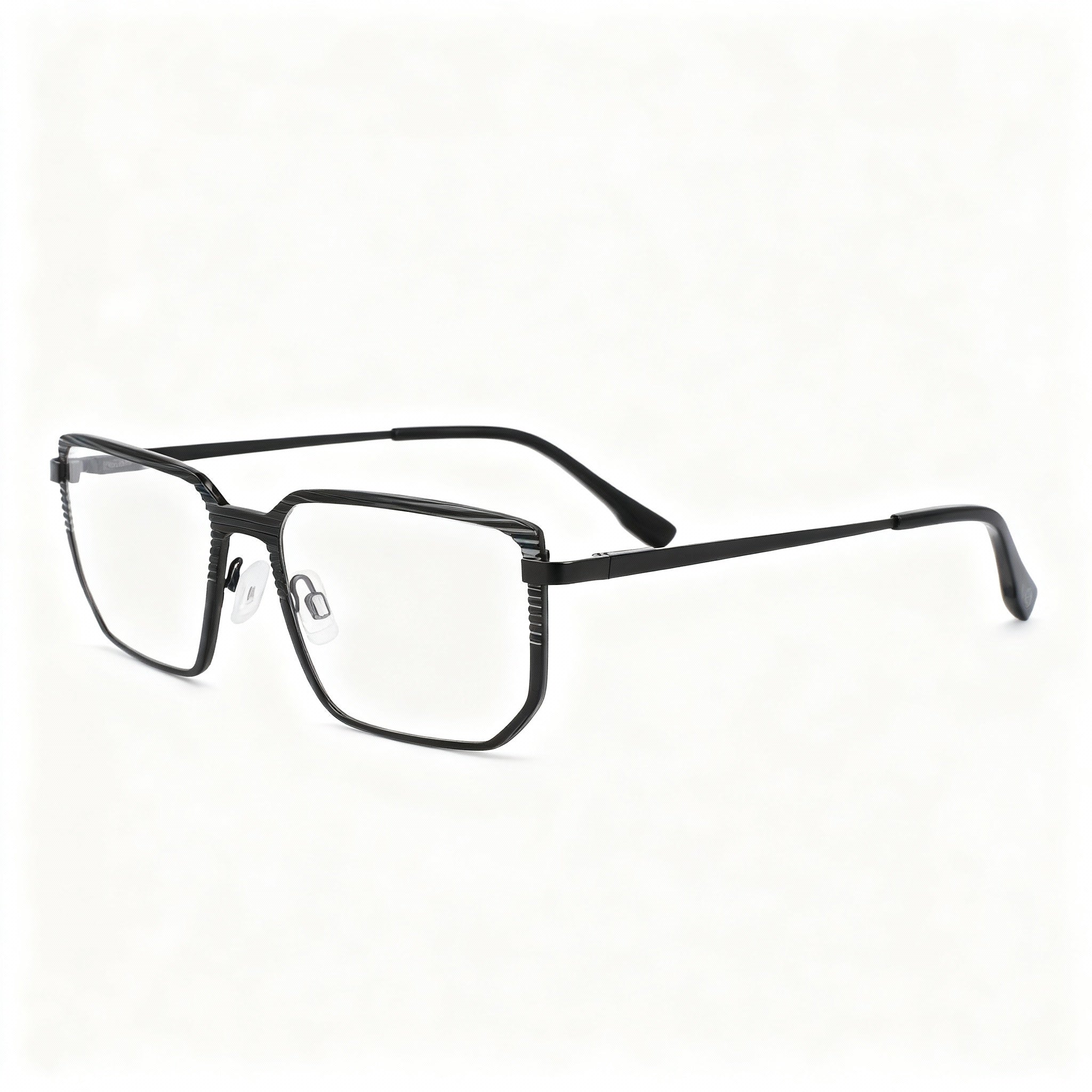 MCALLISTER Mc4531 Men’s Black Metal Rectangle Optical Eyeglasses with Polarized Clear Lenses 55-17-145, Photo 3