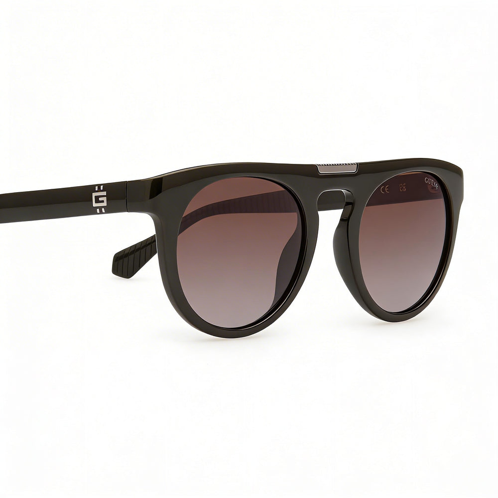 Guess Maverick Plastic Aviator Sunglasses, Men's, Dark Green Brilliant Frame, Gradient Brown Lenses 52-22-140