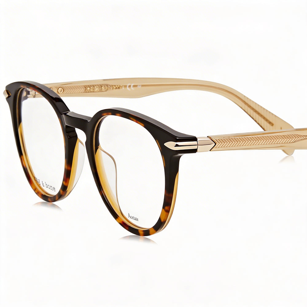 Gafas de sol modernas para mujer Rag & Bone con montura de acetato Havana sombreado negro, lentes de policarbonato degradado, 48 mm