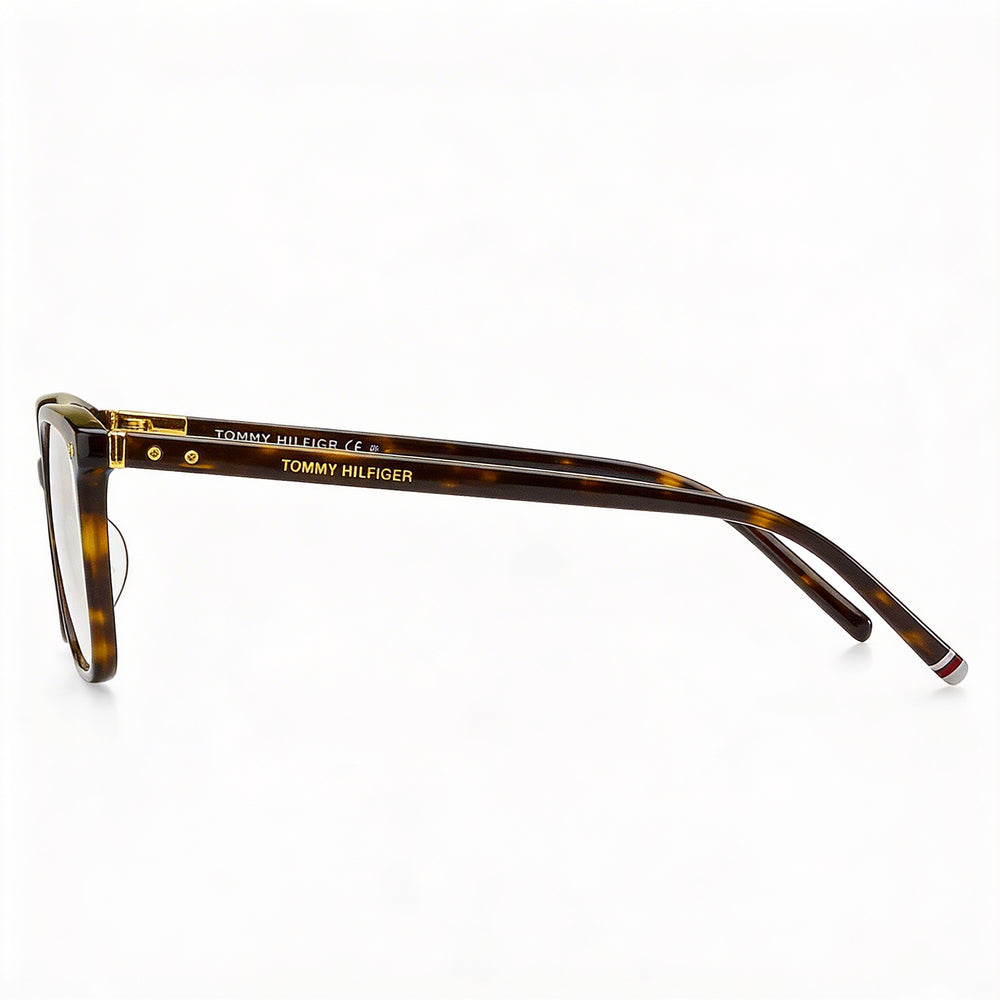 Tommy Hilfiger Gafas Modernas Unisex, Montura de Acetato Habana, Lentes de Policarbonato, 56 mm de Ancho de Lente, 18 mm de Puente