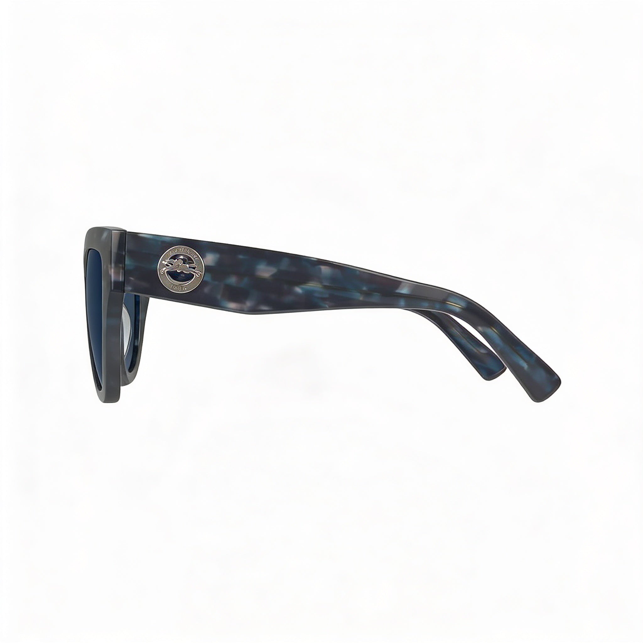 Longchamp Modern Women's Textured Blue Plastic Frame Solid Dark Blue Lens UV Protected Sunglasses 55mm, Photo 3
