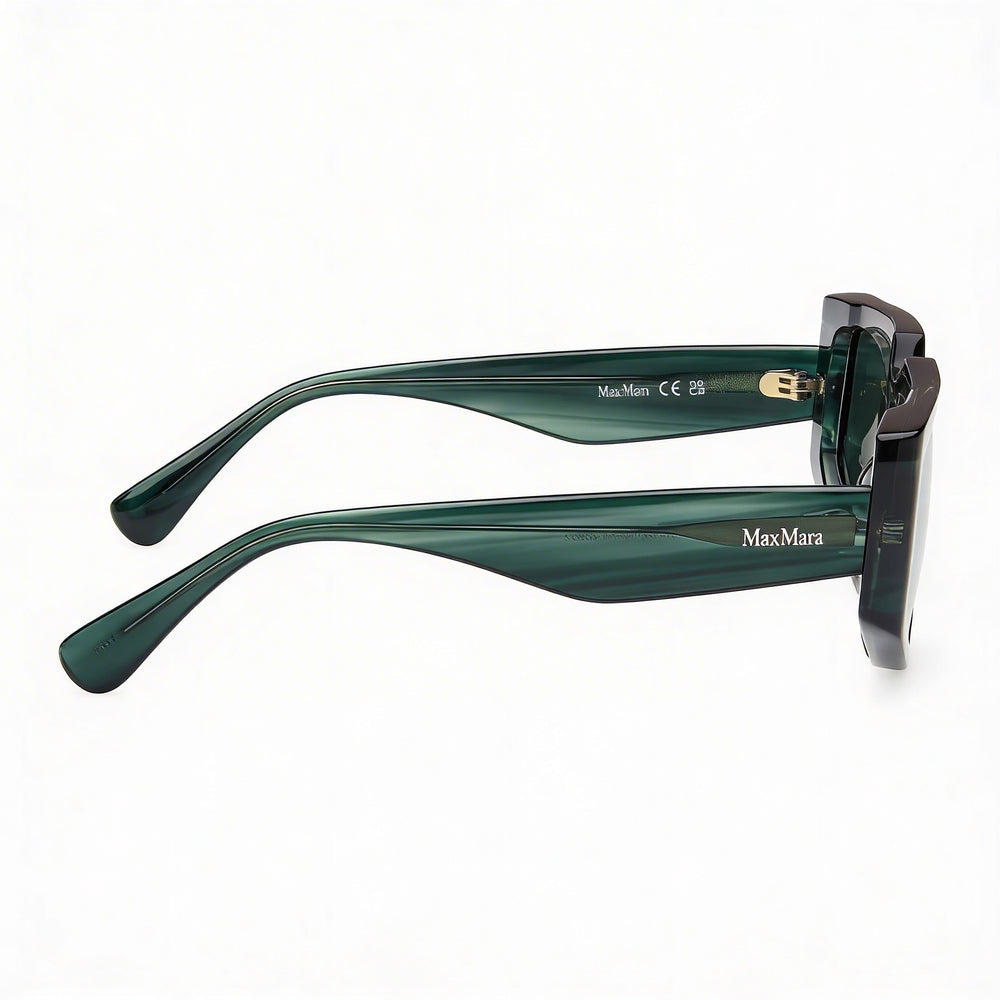 MaxMara Mm0125 for Women Dark Green Striped Acetate Frame with Dark Green Polycarbonate Lenses 58mm