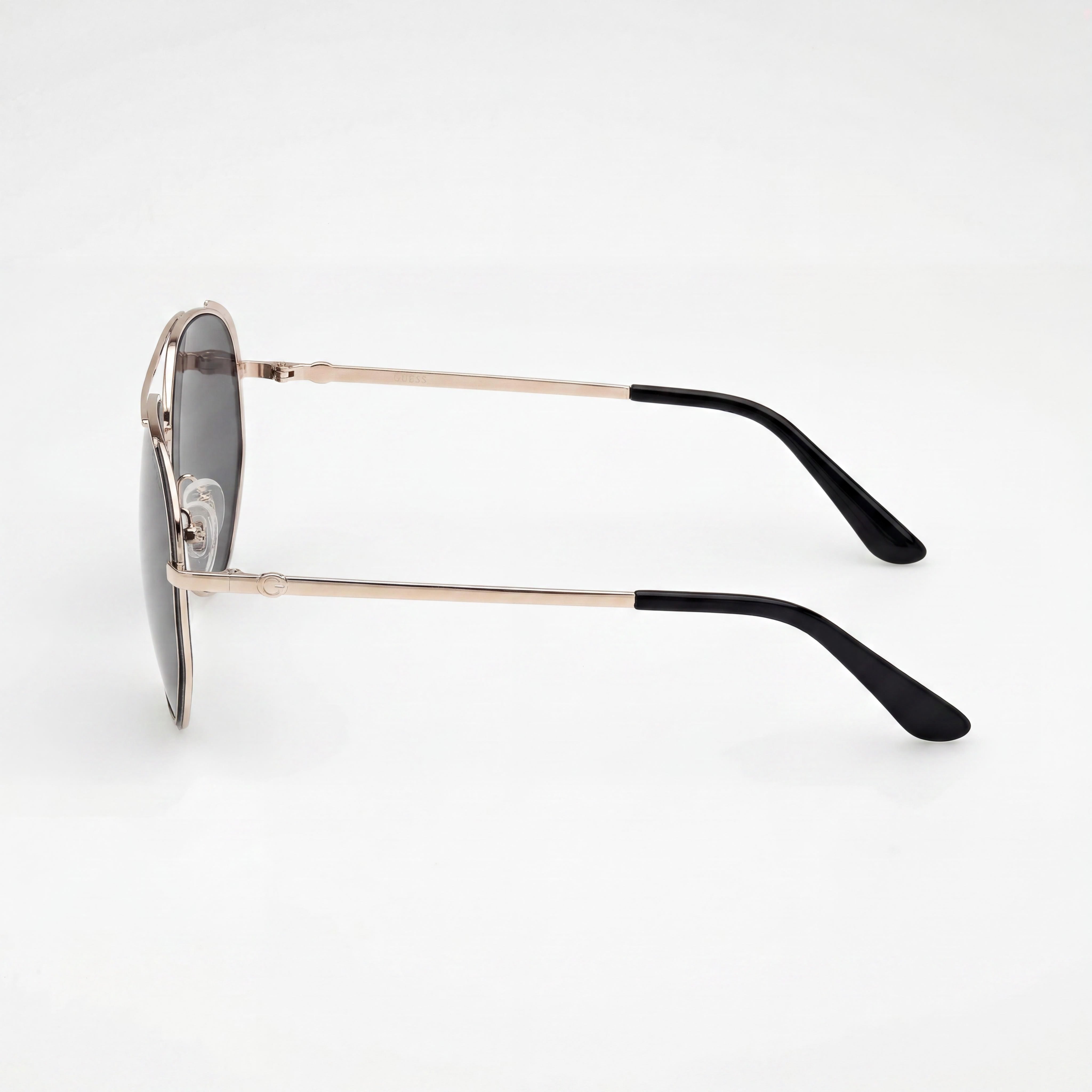 Gafas de sol GUESS de metal para mujer GU00219, Negro Mate Oro Pálido Brillante, Lentes de policarbonato con protección UV Ahumado 59 mm, Photo 3