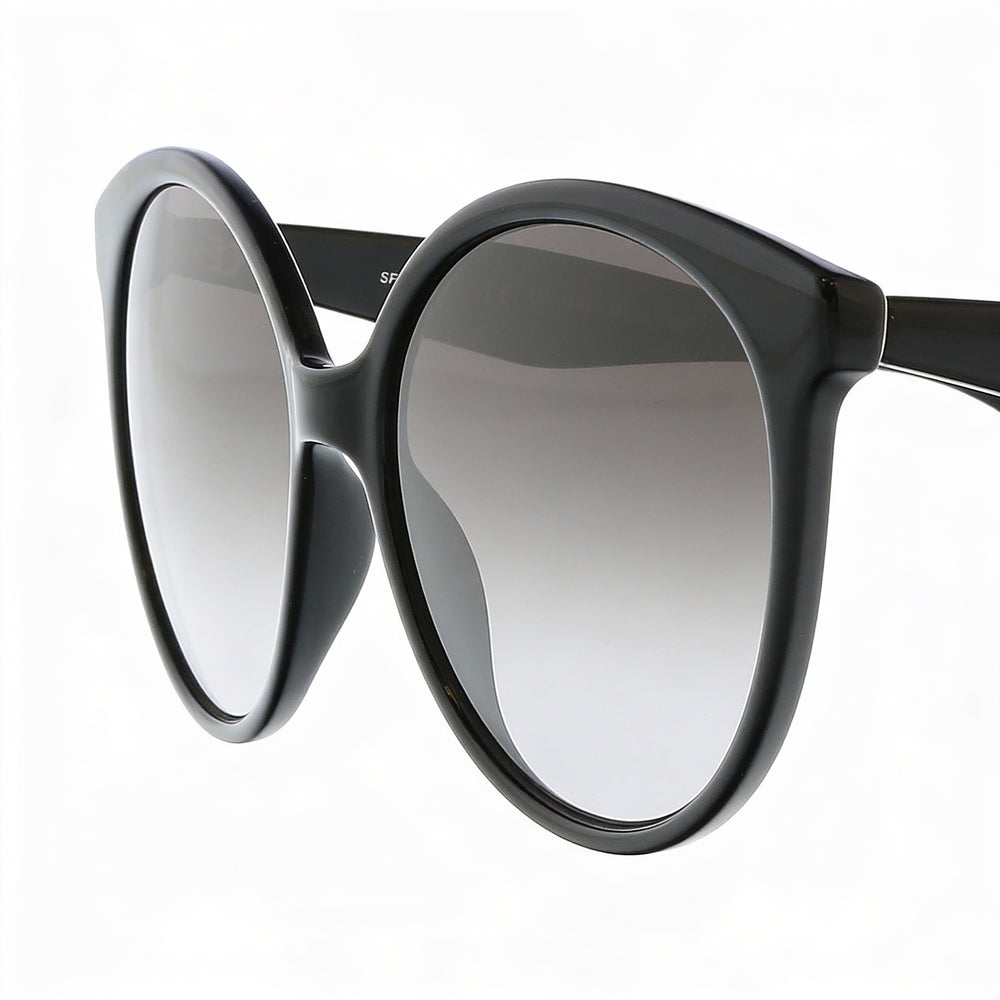 Ferragamo Sf1071s 001 Women's Black Plastic Round Grey Gradient UV Protection Sunglasses 58mm