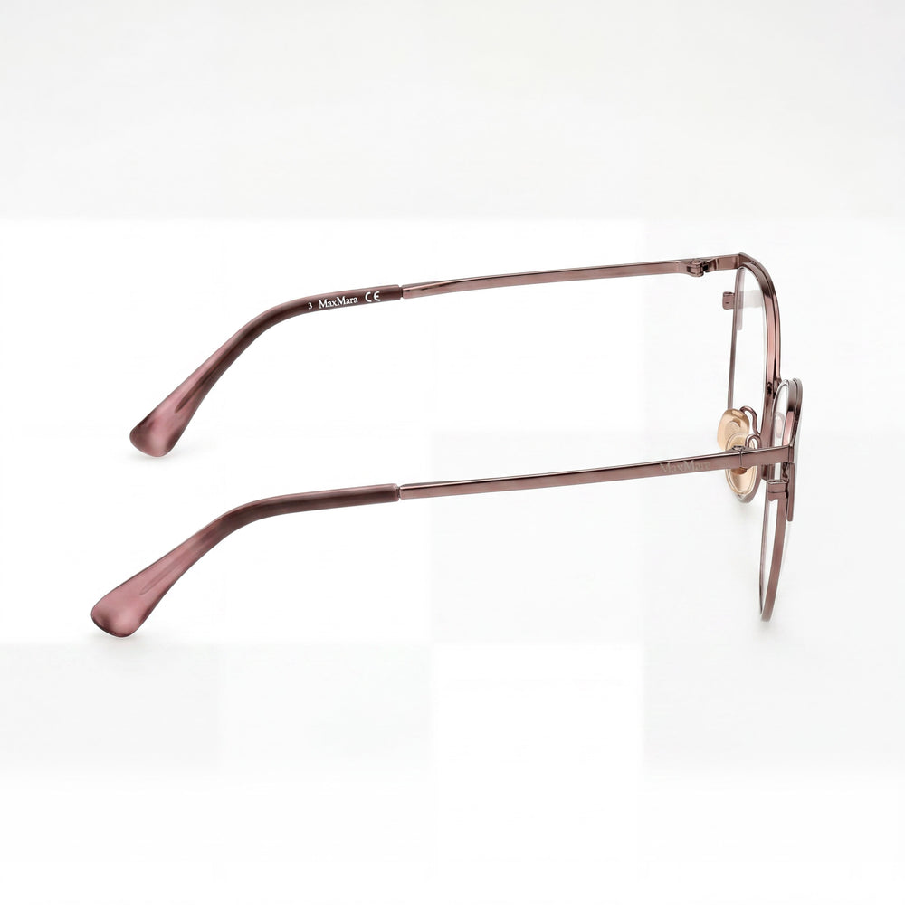 Gafas de mujer MaxMara Modern con montura de metal bronce y cristales de plástico transparente, talla 55-17-140