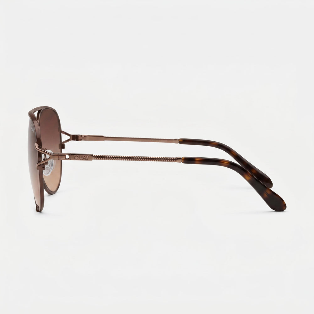 Gafas de sol para mujer QUAY AUSTRALIA High Key Twist, de plástico color marrón chocolate y ocre, sin polarizar, con protección UV, 51 mm
