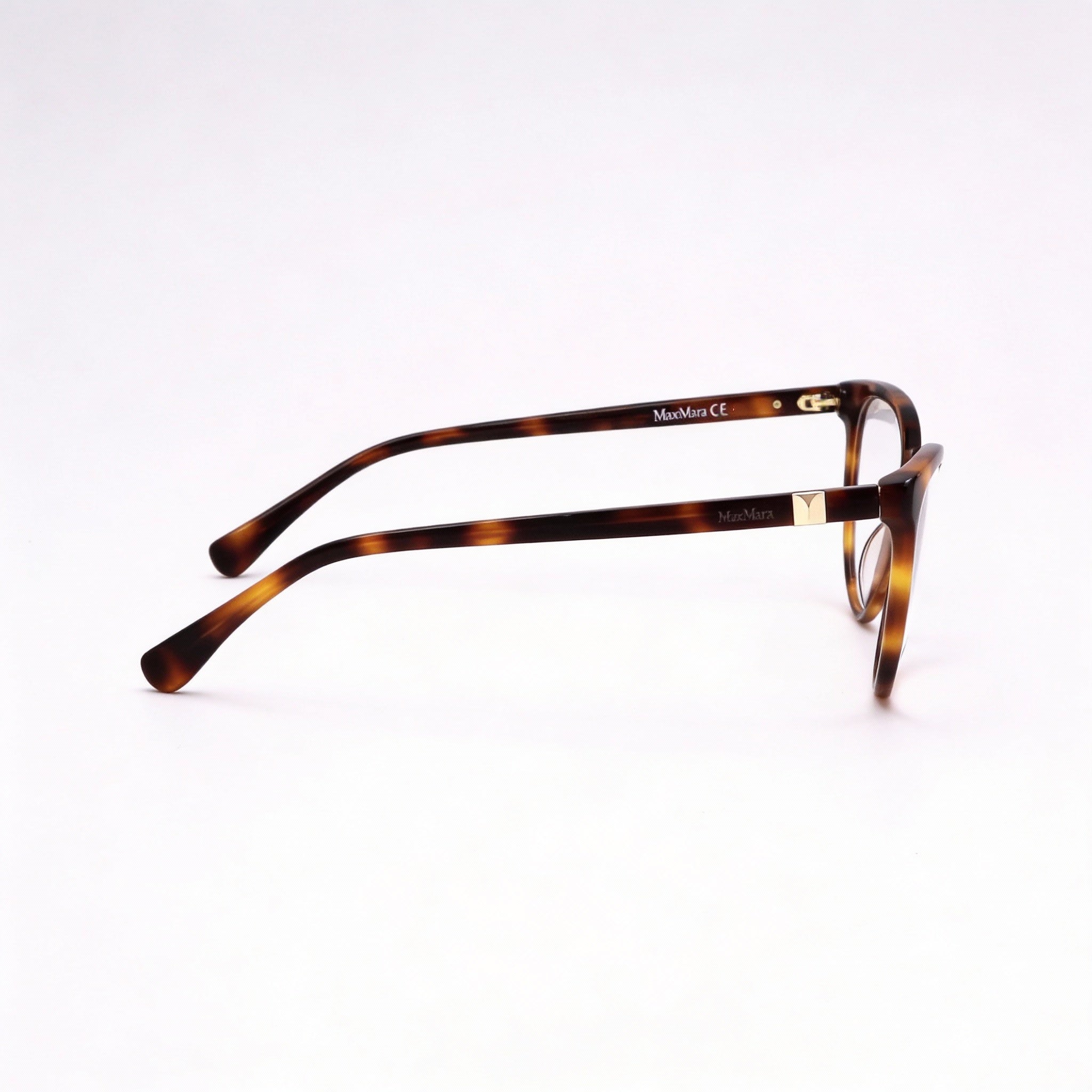 MaxMara Casual Women's Eyewear with Dark Havana Plastic Frame and Transparent Lenses, 54mm Lens Width, Photo 3