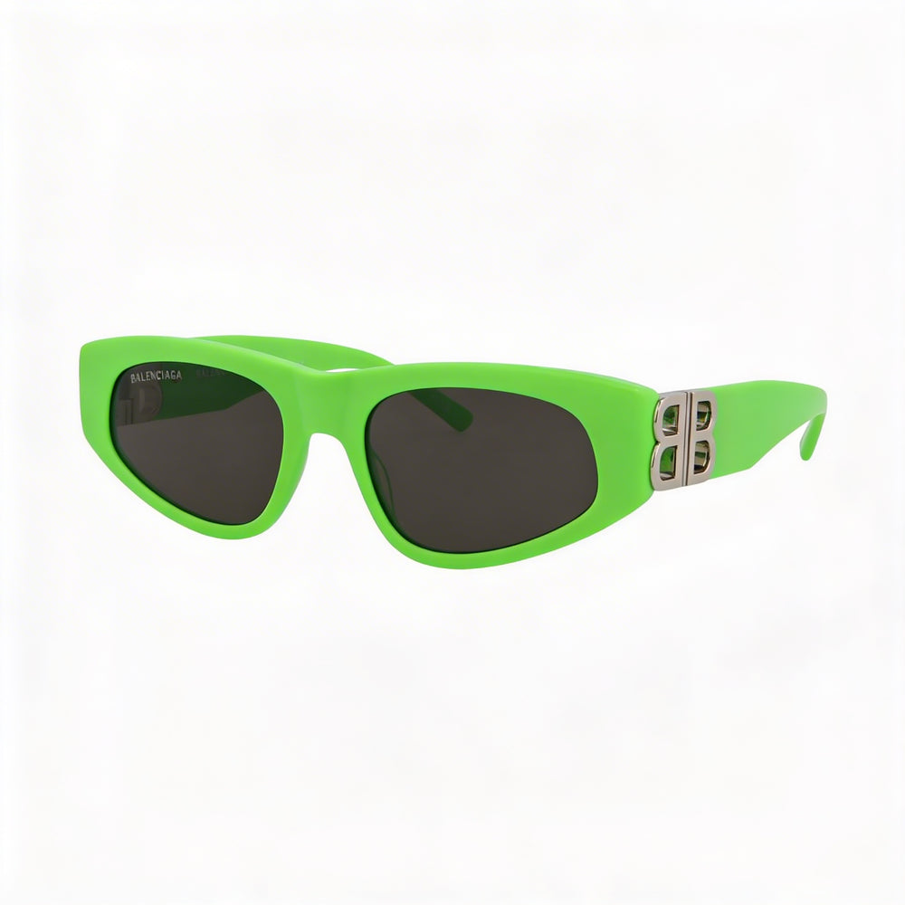 Balenciaga Women's Cat Eye Style Sunglasses with Green Silver Grey Acetate Frame and Grey Lenses 53mm
