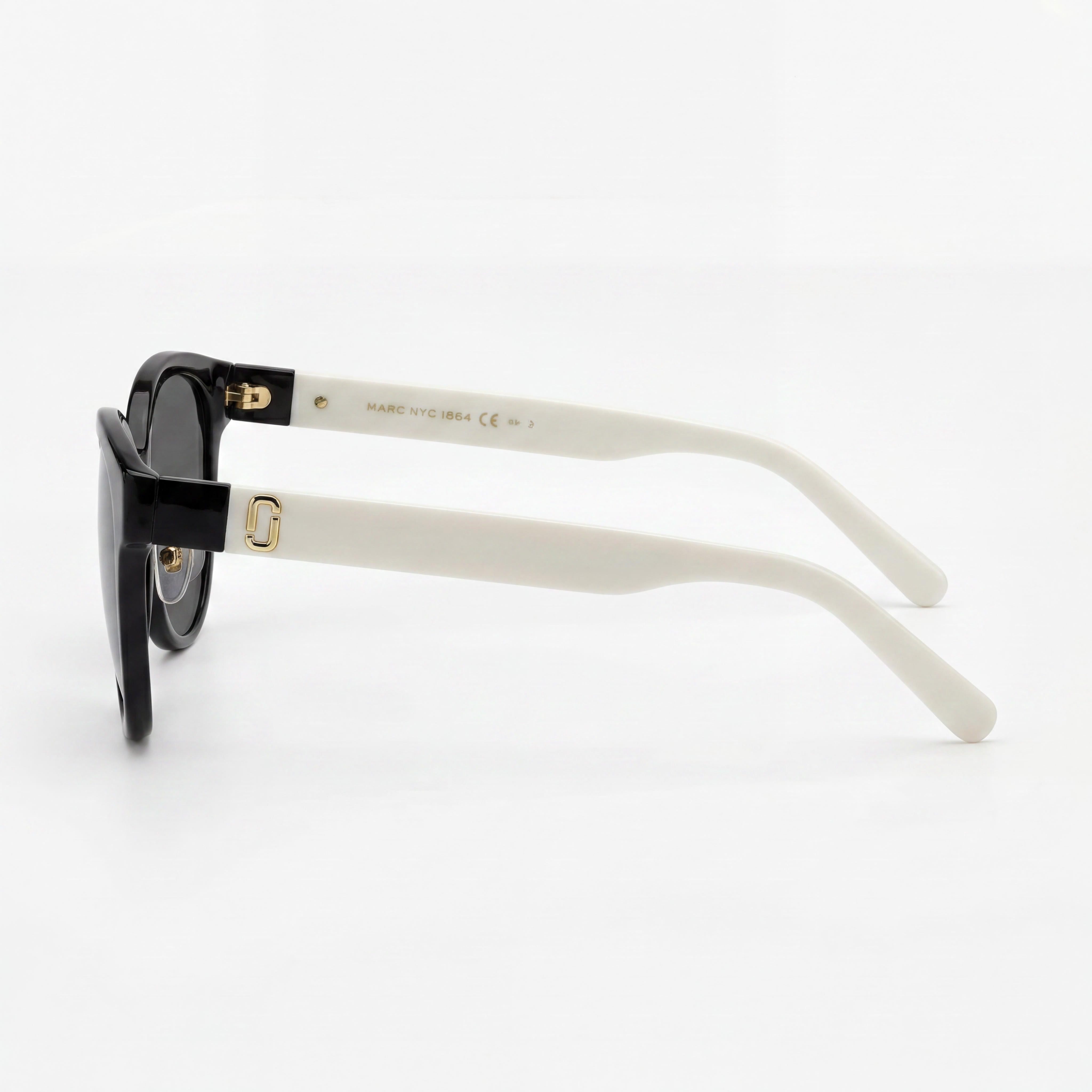 Gafas de Sol Clásicas para Mujer Marc Jacobs, Montura de Propionato Blanca y Negra, Protección UV, Lentes No Polarizadas de 55 mm, Photo 3