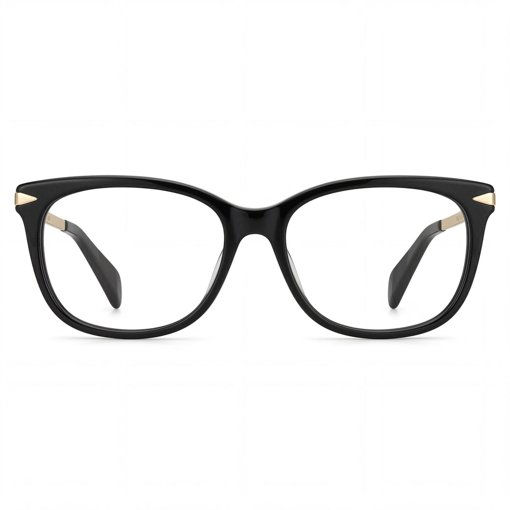 Gafas de sol rectangulares con montura completa de metal dorado para mujer de Rag &amp; Bone Rnb 3006 con lentes transparentes sin policarbonato, talla 54-16