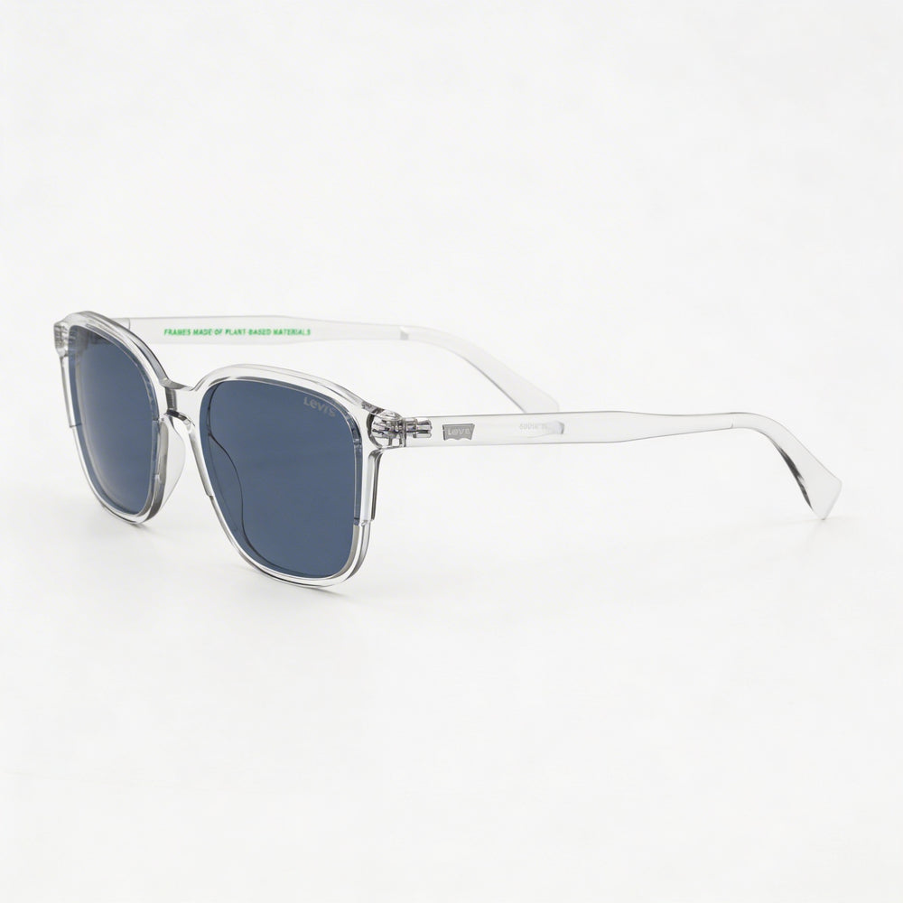Gafas unisex Levi's Timeless, montura de poliamida ecológica azul cristal, lentes de policarbonato cristal, talla 53-18-145