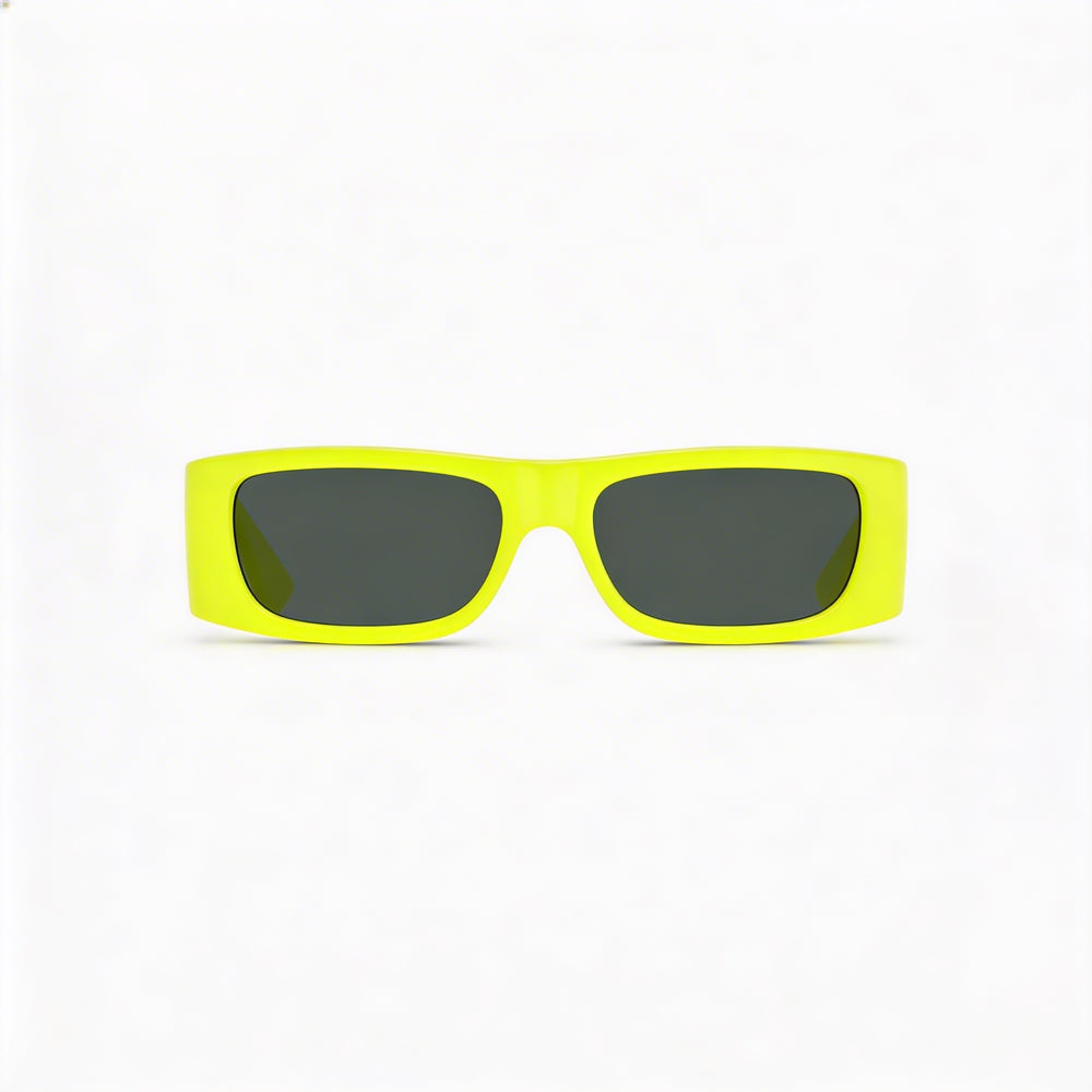 Versace Rectangle Men's Yellow Fluo Plastic Frame Sunglasses with 100% UV Dark Grey Lenses 57mm