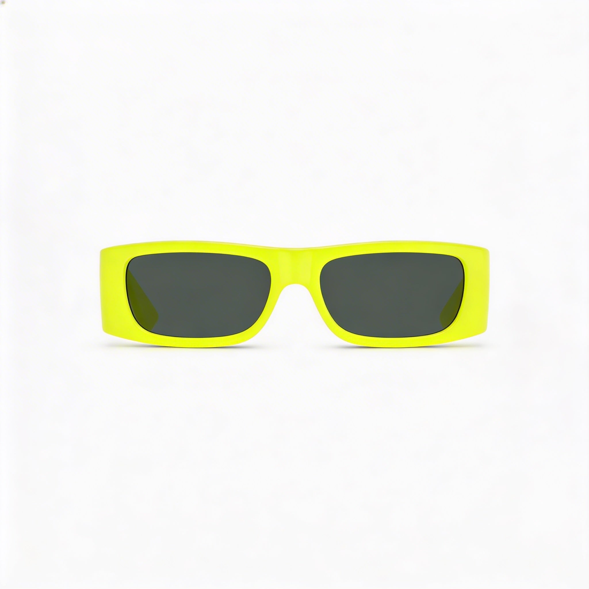Versace Rectangle Men's Yellow Fluo Plastic Frame Sunglasses with 100% UV Dark Grey Lenses 57mm, Photo 2