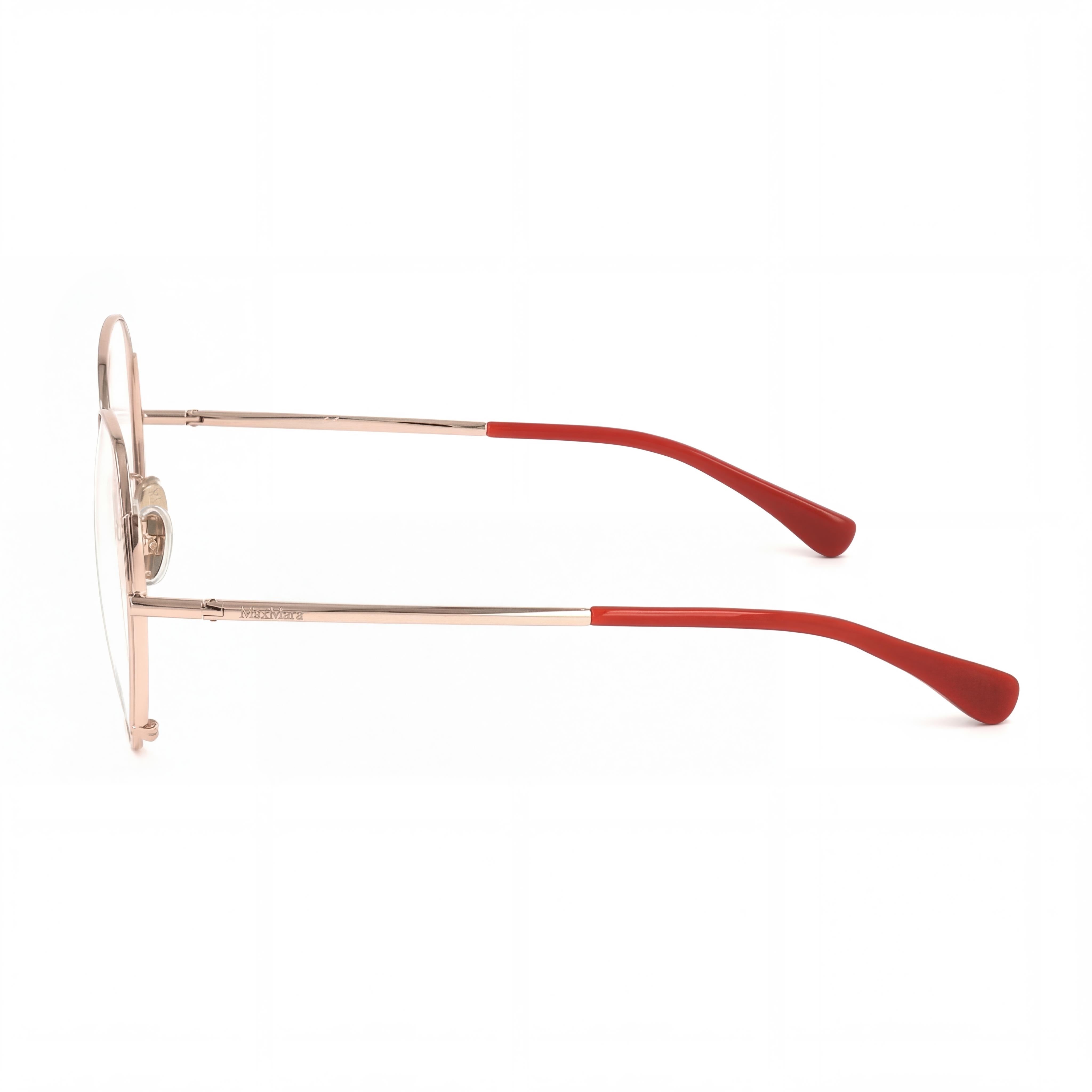 Gafas metálicas MaxMara MM5001-H para mujer con montura de oro rosa brillante y lentes transparentes personalizables de 57 mm, Photo 2