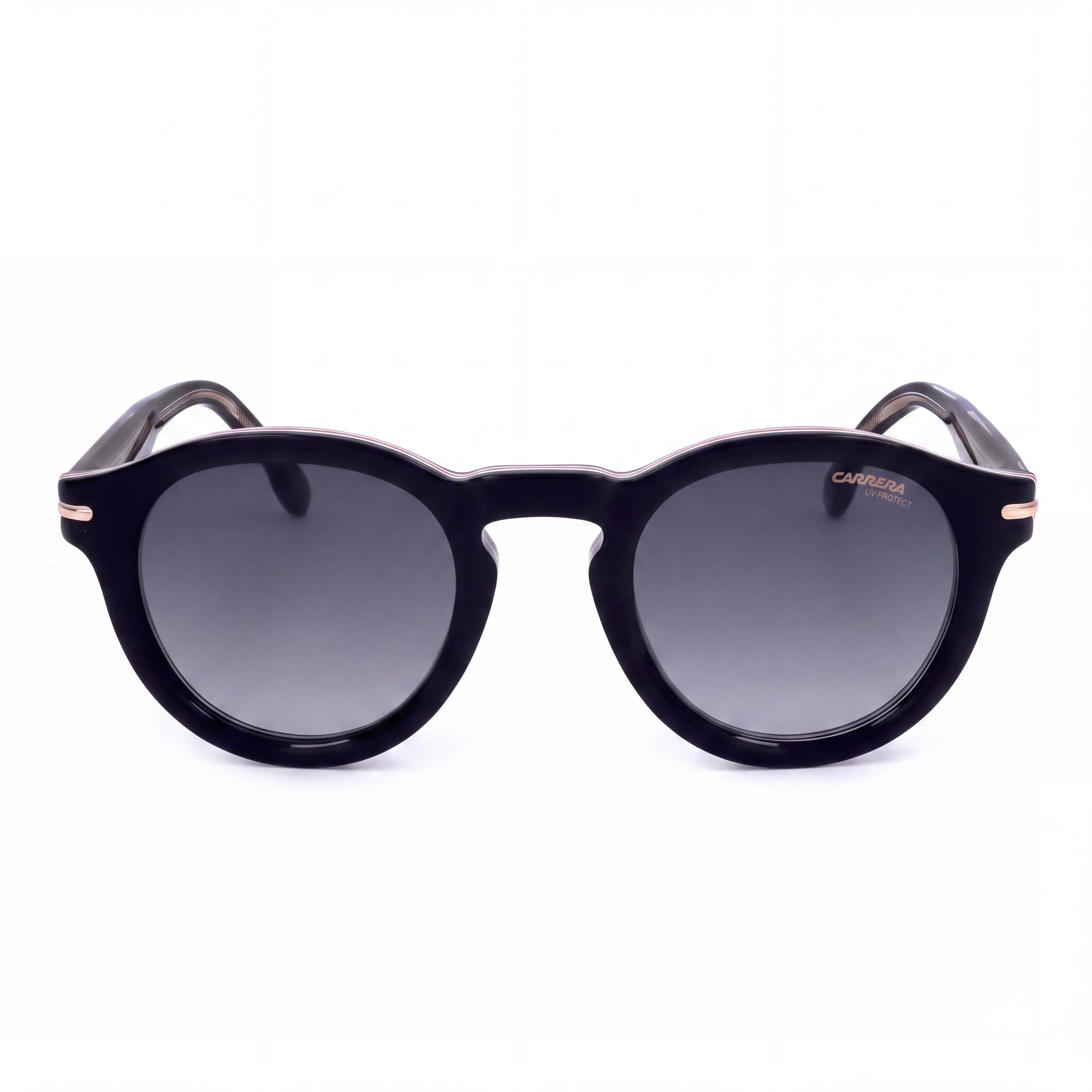 Carrera Classic Women's Acetate Sunglasses Black White Grey Shaded Frame Black Stripe Non-Polarized Lenses 48-24-150 UV 400, Photo 2