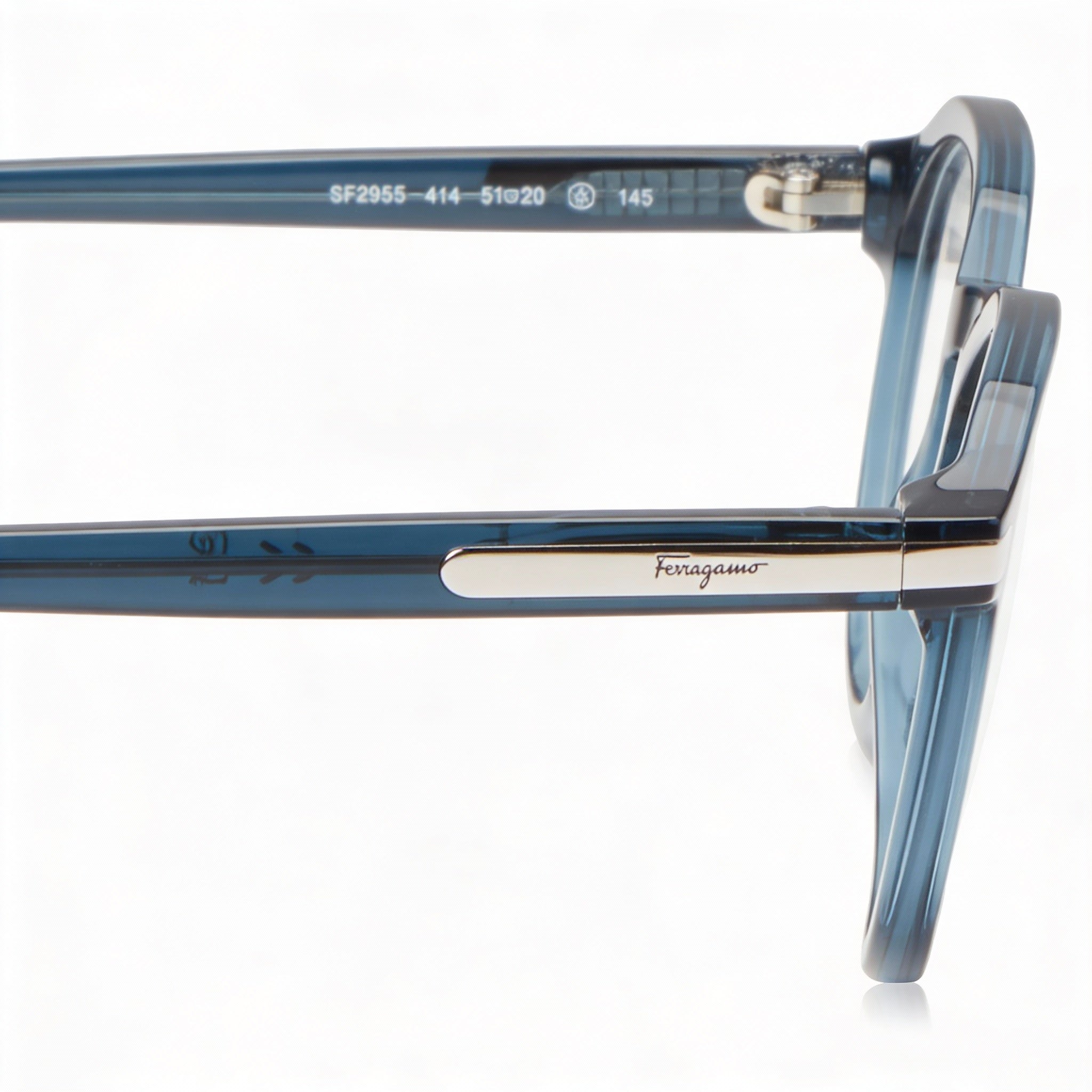 SALVATORE FERRAGAMO Modern SF2955 Unisex Crystal Navy Blue Tortoise Frame 51mm