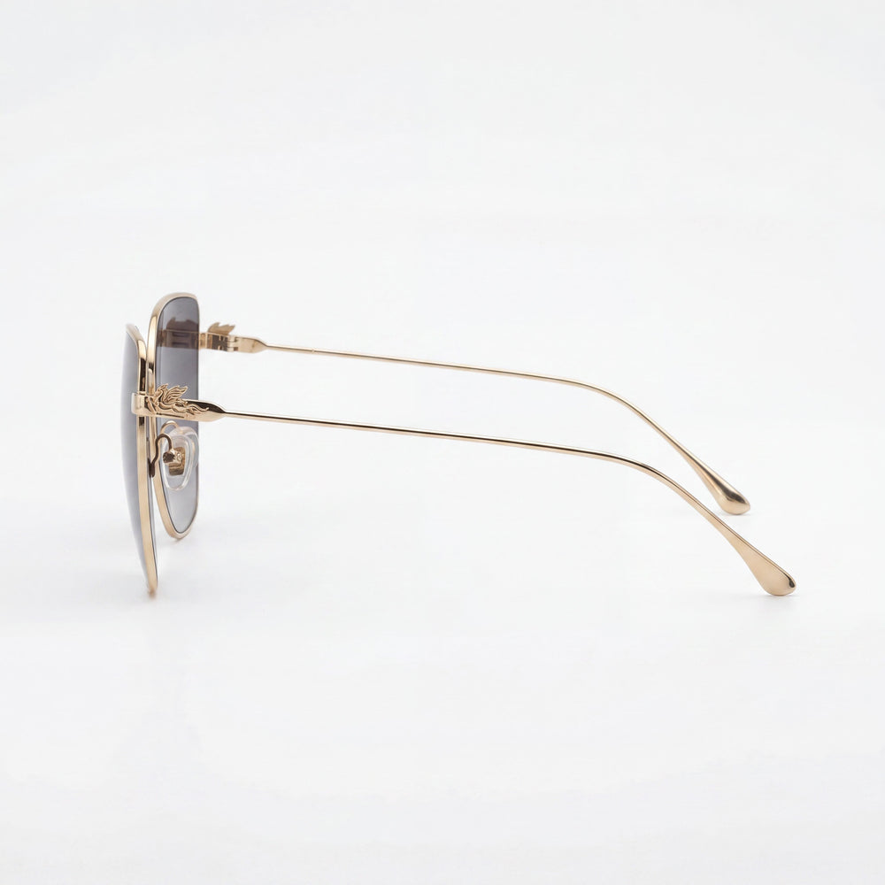 Etro Casual Women's Metal Sunglasses featuring a Rose Gold Frame and Dark Grey Shaded Lenses 60mm