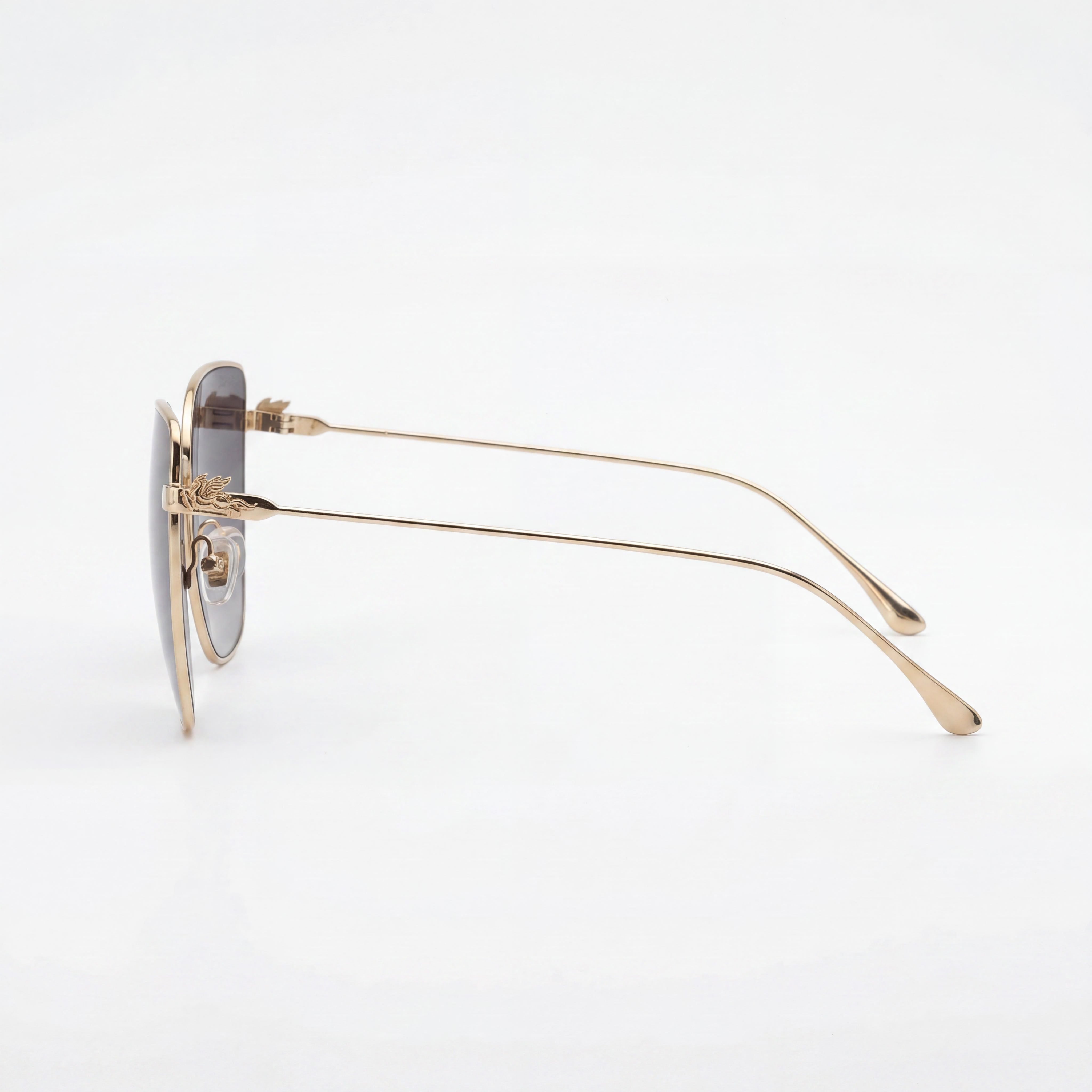 Gafas de sol metálicas casuales Etro para mujer con montura en oro rosa y lentes degradadas en gris oscuro de 60 mm, Photo 3