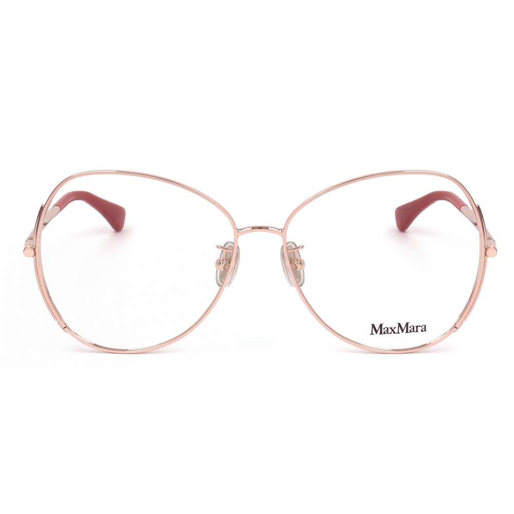 MaxMara MM5001-H Women's Full Rim Oval Metal Eyeglasses Shiny Rose Gold Frame Clear Lens 57mm