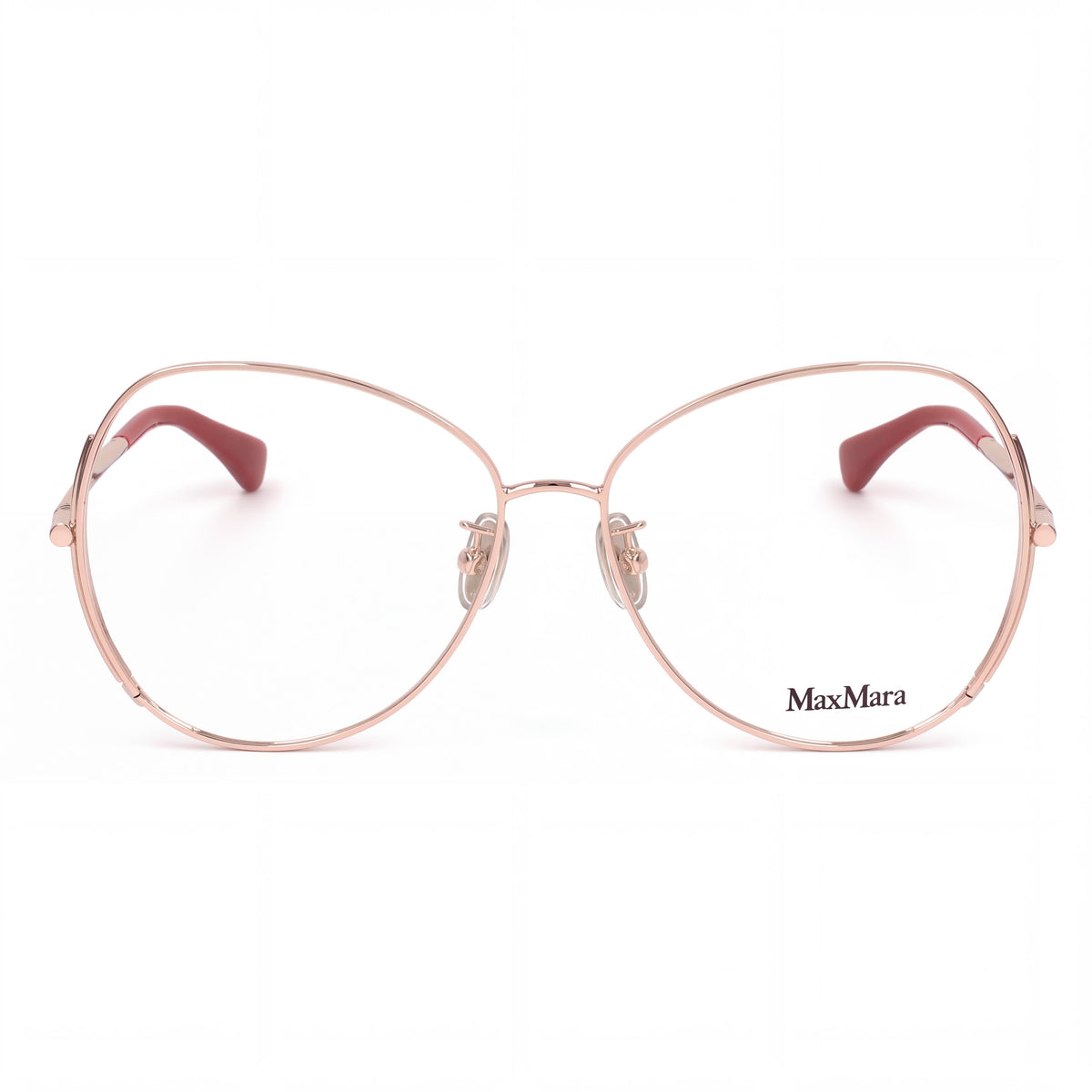 MaxMara MM5001-H Women's Full Rim Oval Metal Eyeglasses Shiny Rose Gold Frame Clear Lens 57mm, Photo 2