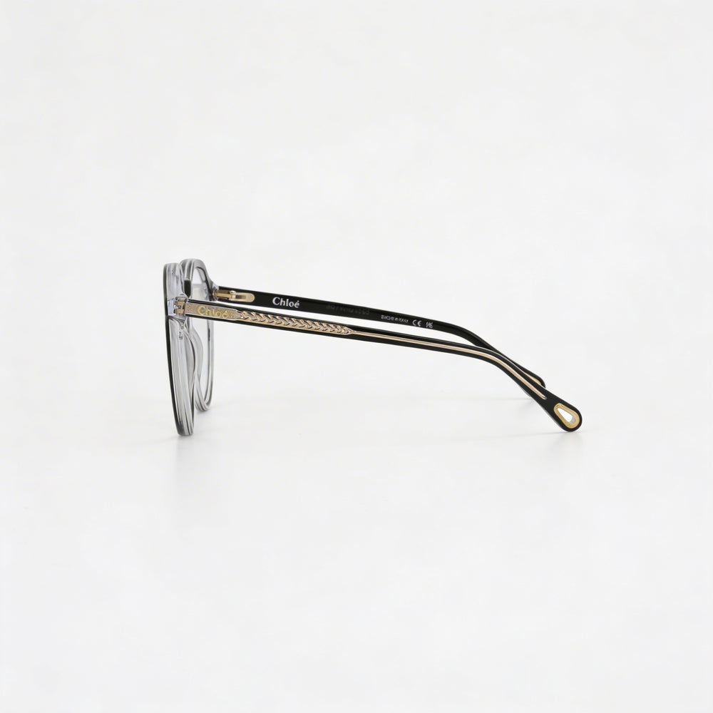 Chloe Ch0012o-007 Women's Black Transparent Bio Acetate Round/Oval Optical Eyeglass Frames 50mm
