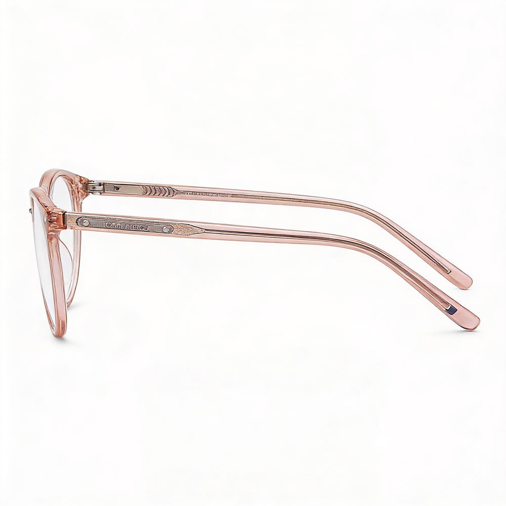 Tommy Hilfiger TH 1734 Women's Oval Acetate Stainless Steel Eyeglasses Light Pink Or Gray Frame, Light Pink Lens 50mm
