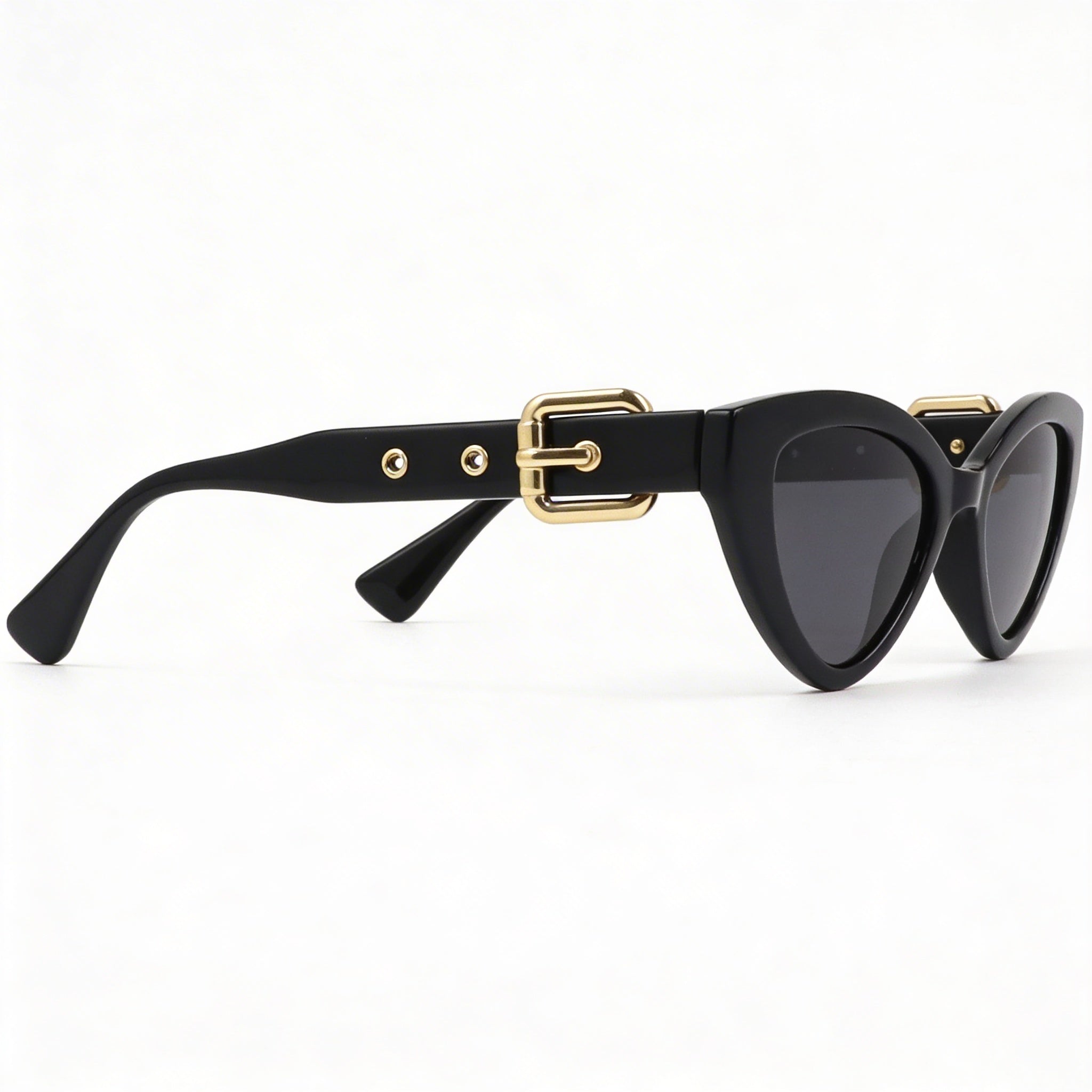Moschino MOS142/S Women's Cat Eye Black Plastic Grey Lens Non-Polarized UV Protection Sunglasses 51mm, Photo 3