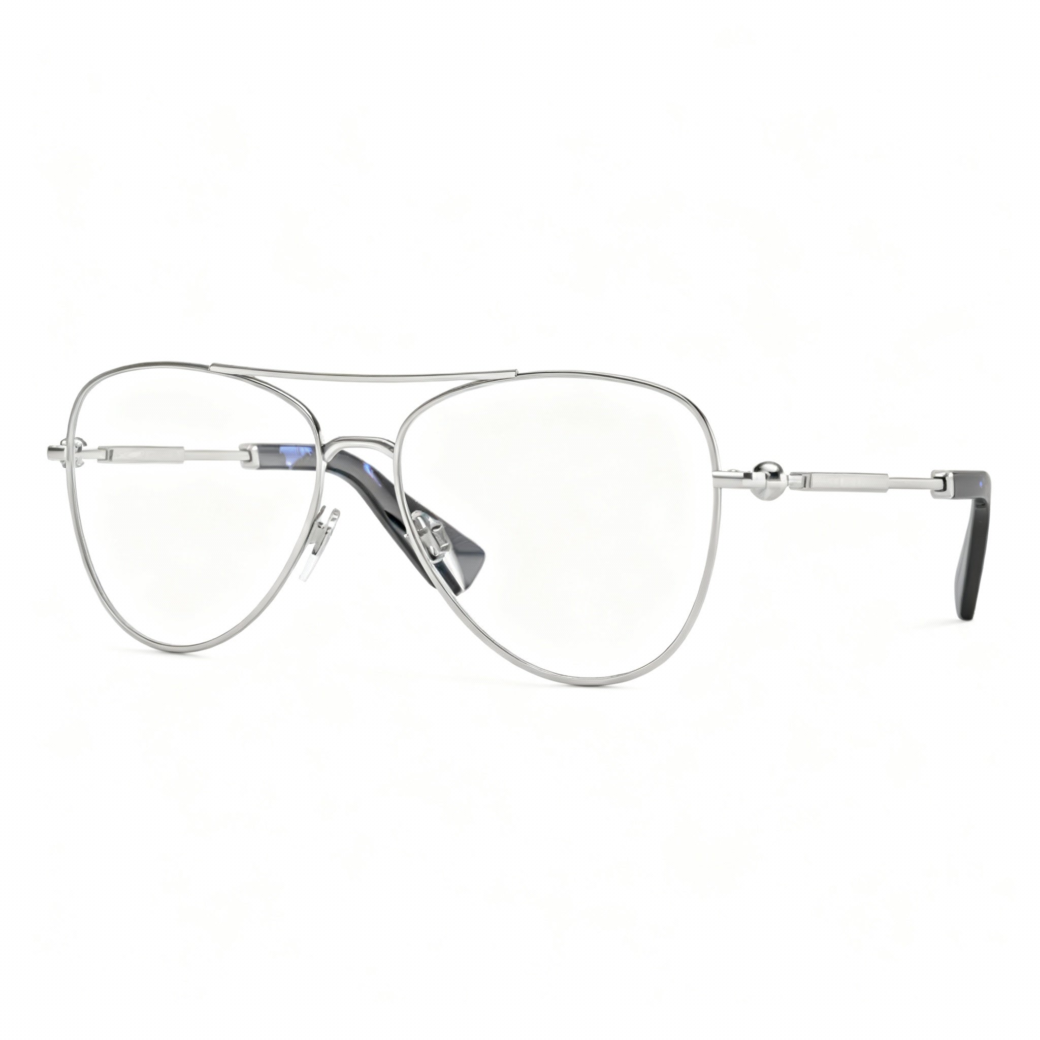 BURBERRY Classic Silver Collection Unisex Eyeglass Frames for Men and Women, featuring a full Silver frame color