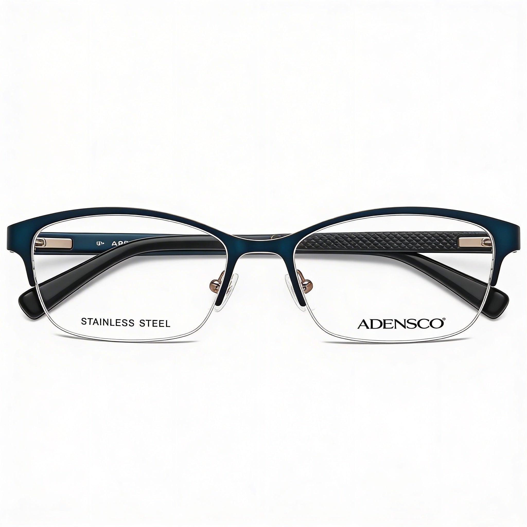Adensco Adensco 200 Montura de metal para hombre Gafas ópticas sin policarbonato Azul marino satinado 52-17-135, Photo 3