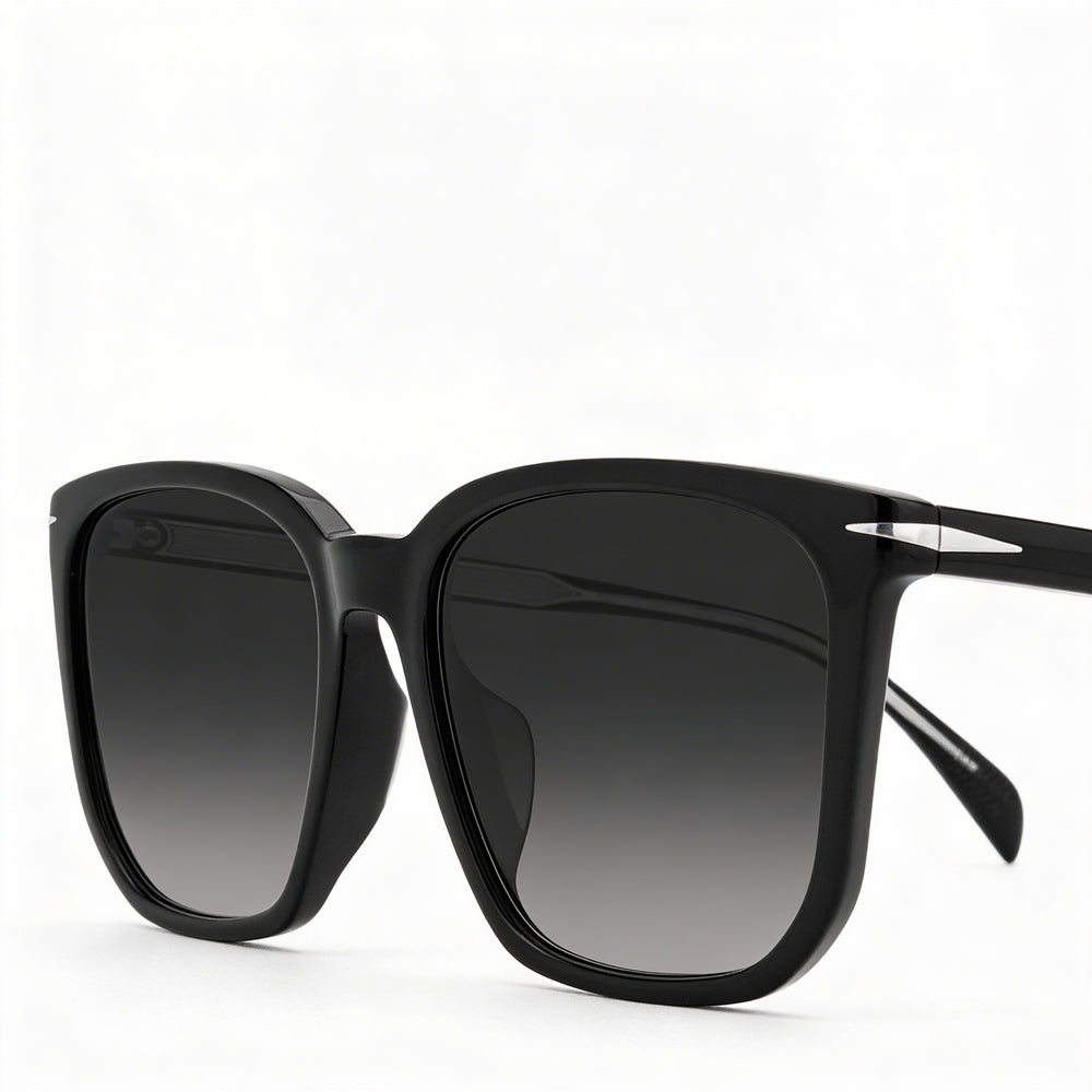 David Beckham Db 1071/F/S Men's Black Acetate Rectangular Dark Grey Shaded UV Protection Sunglasses 57mm