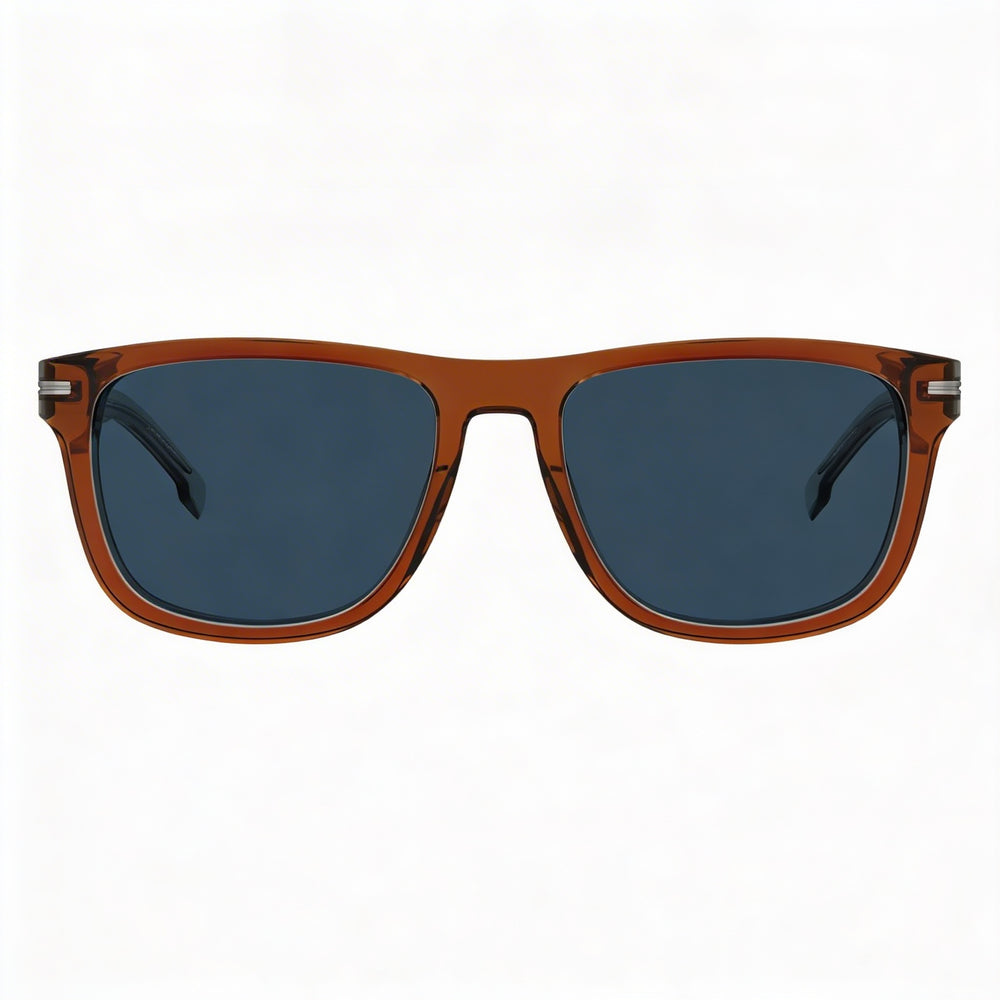 Gafas de sol de acetato ecológico marrón para hombre Hugo Boss Boss 1626/S con lentes azules, protección UV, 55mm