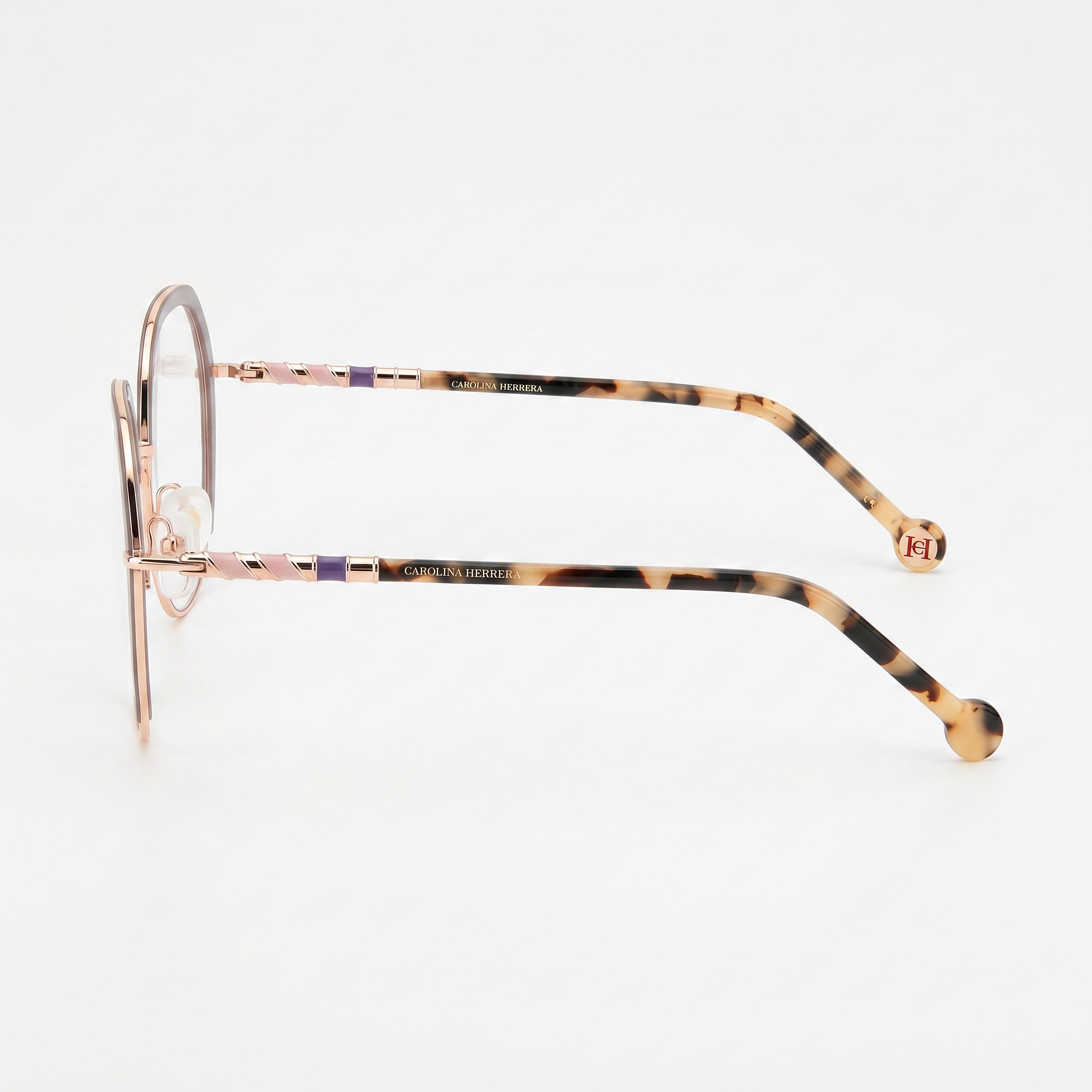 Carolina Herrera Modern Women's Gold Lilac Alloy Steel Eyeglasses 52mm Lens, 19mm Bridge, 145mm Temple, Photo 2