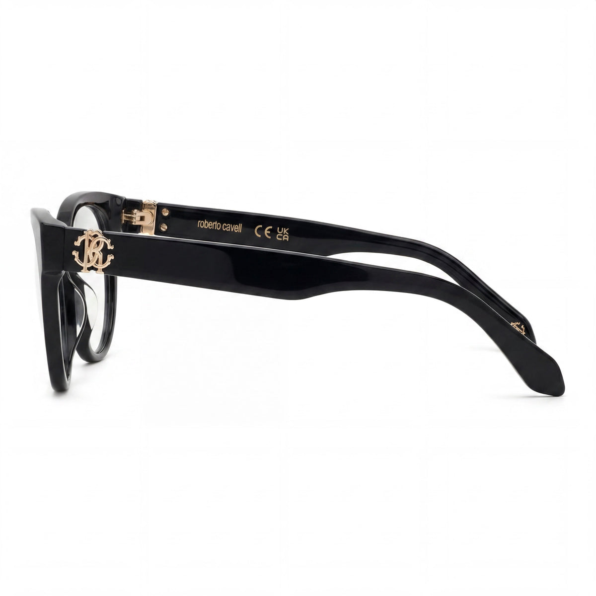 ROBERTO CAVALLI Gafas de mujer casuales de plástico, montura completa ovalada, Habana oscuro brillante, lentes negras brillantes 52-135-19, Photo 3