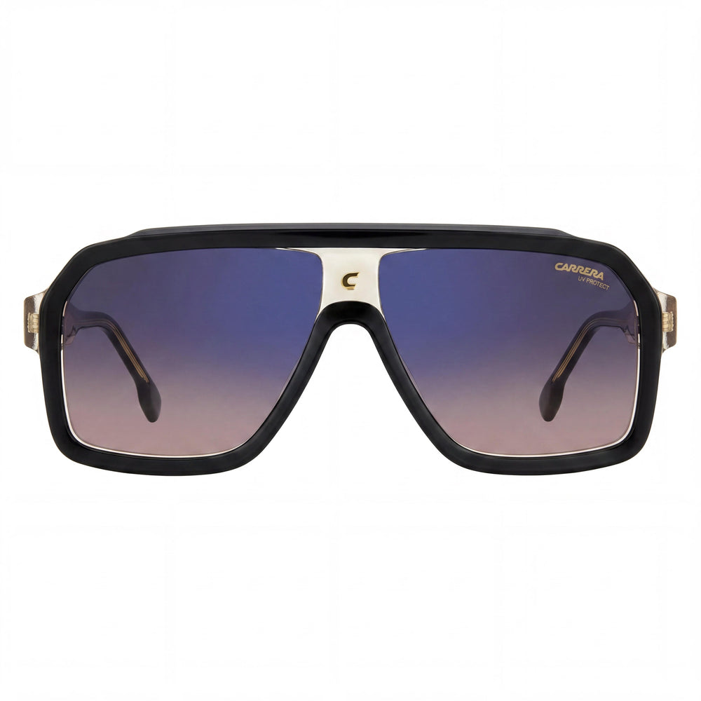Gafas de sol Carrera Classic unisex de acetato con protección UV degradada, color negro, beige, marrón, degradado, espejo azul, 60 mm