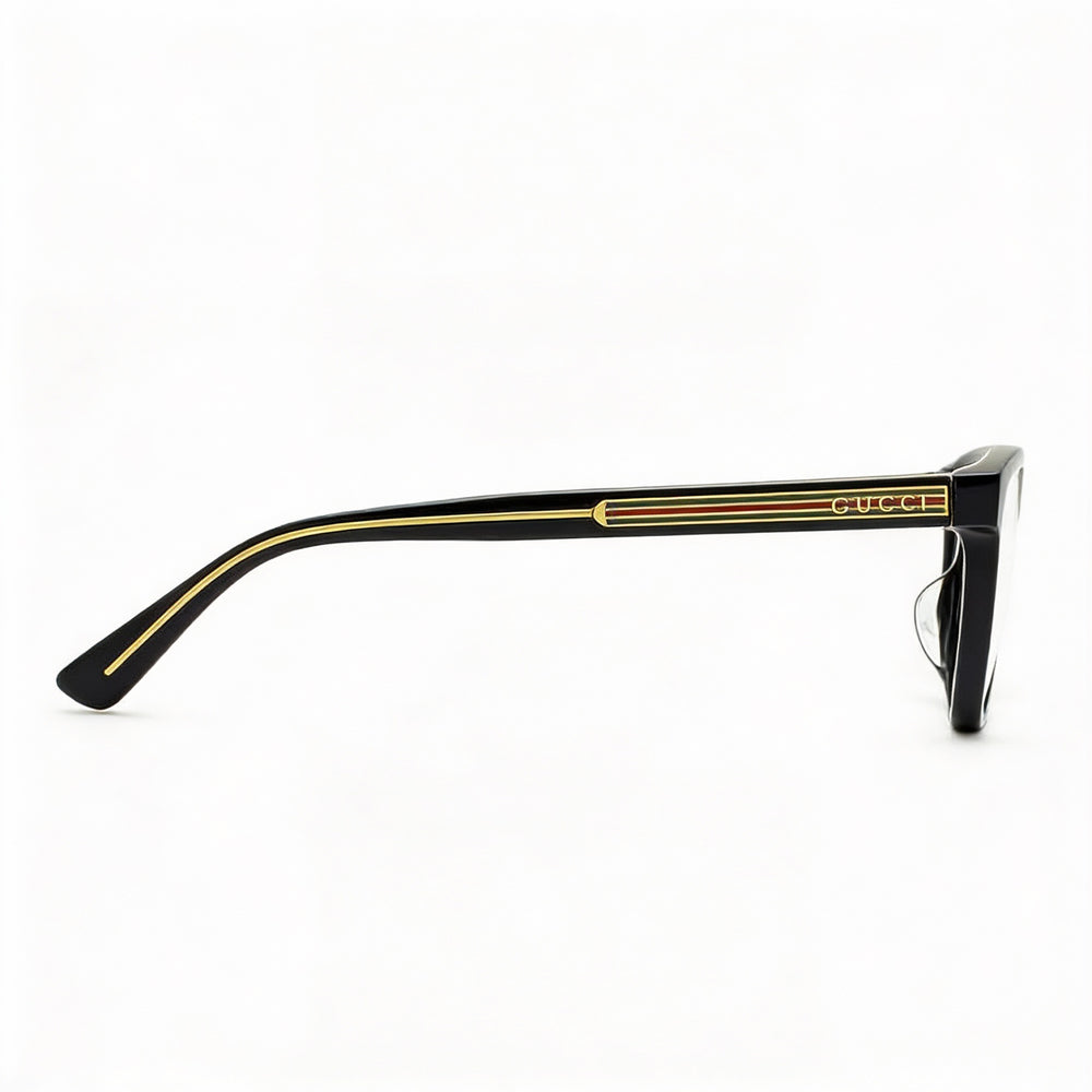 Gucci GG0385OA Men's Black Plastic Full Rim Rectangle Asian Fit Clear Lens Eyeglasses 55-16-145mm