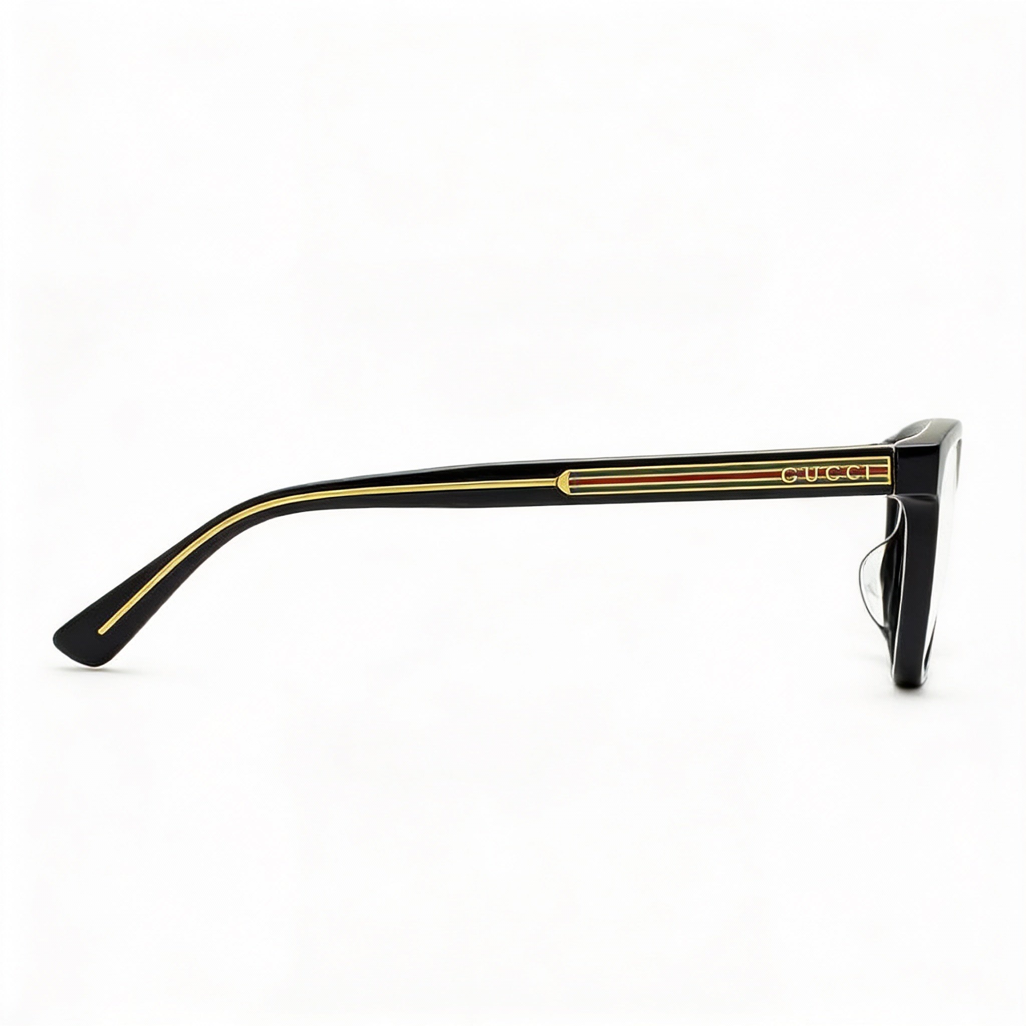 Gucci GG0385OA Men's Black Plastic Full Rim Rectangle Asian Fit Clear Lens Eyeglasses 55-16-145mm, Photo 3