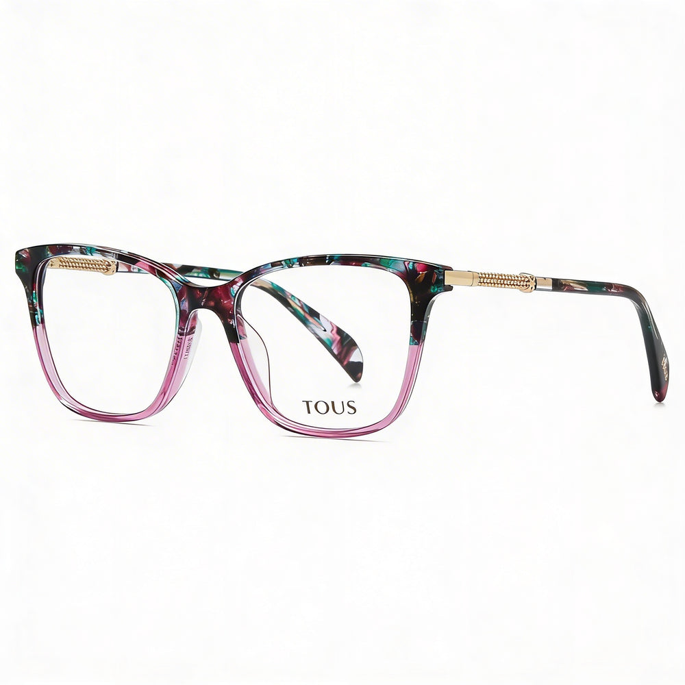 Tous Classic Women's Optical Frames with Grey Havana Pink Acetate Construction, 52mm Lens Width