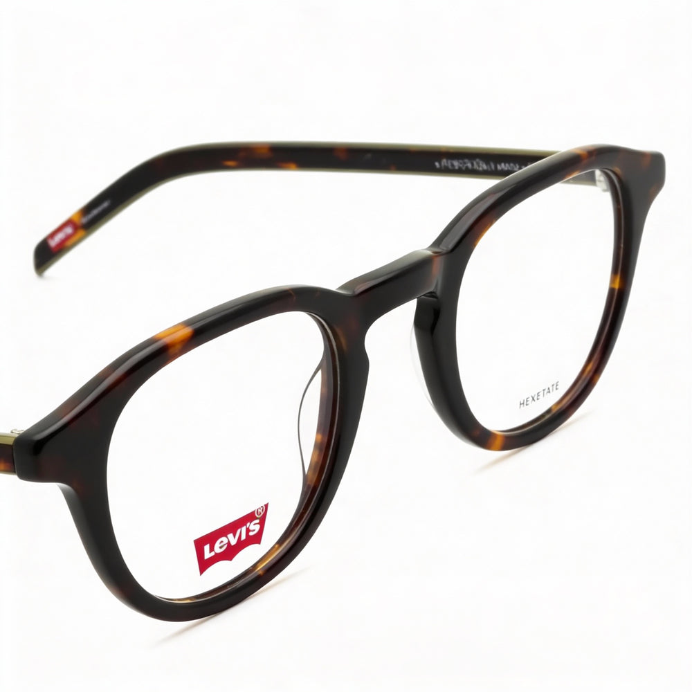 Levi's Modern Lv 1029 Men's Havana Acetate Eyeglasses with Clear Demo Lenses, Prescription Ready, 48mm
