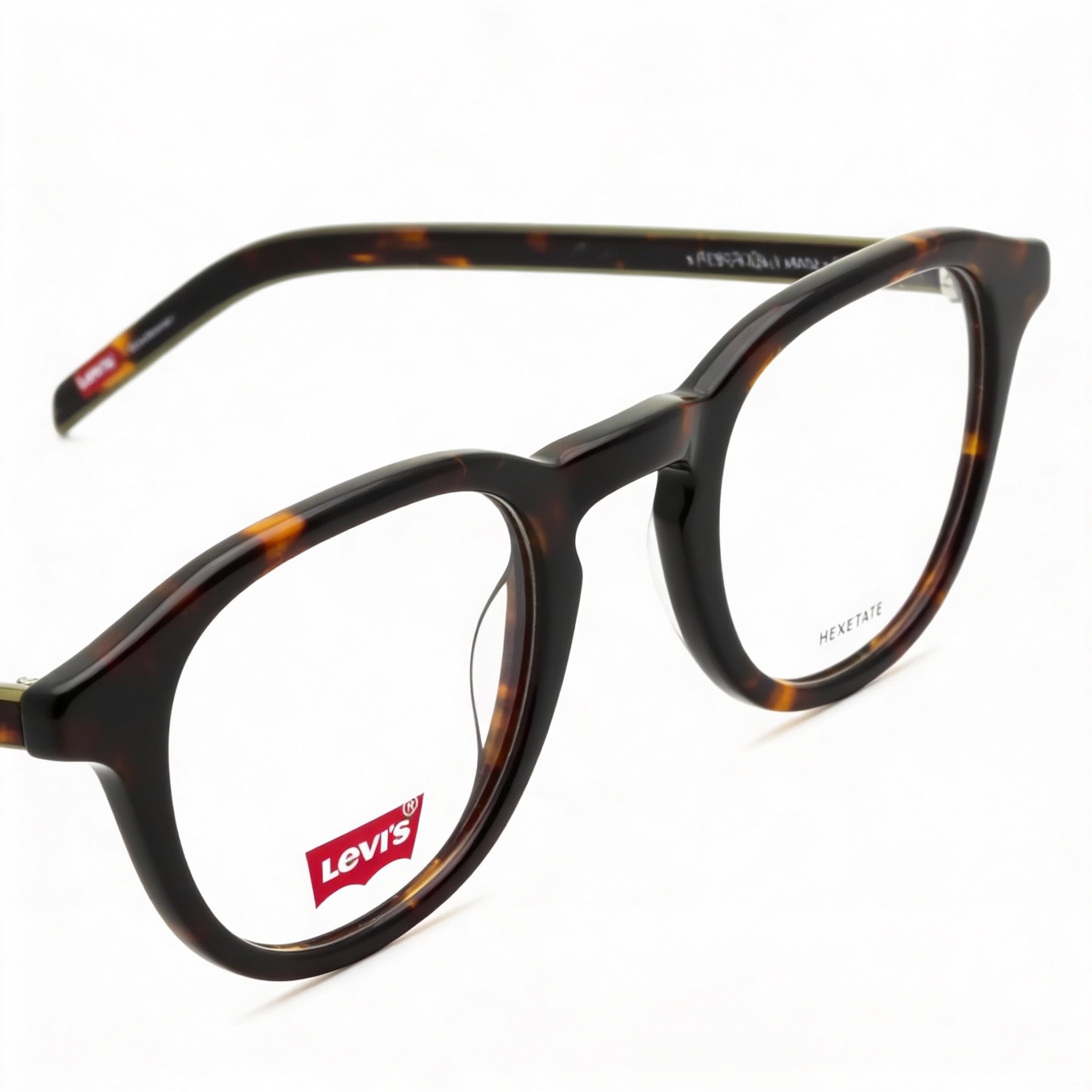 Levi's Modern Lv 1029 Men's Havana Acetate Eyeglasses with Clear Demo Lenses, Prescription Ready, 48mm, Photo 3