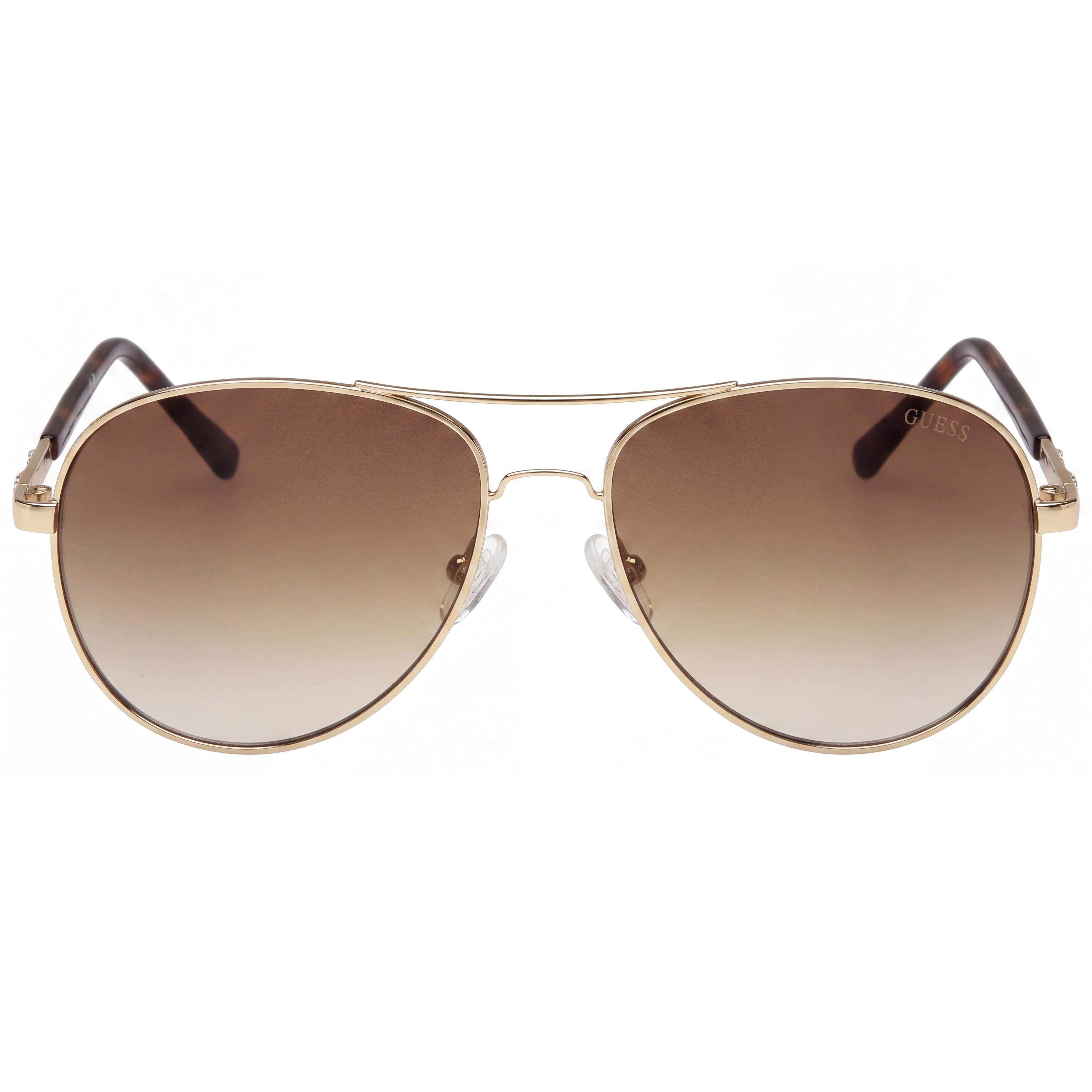 GUESS GF0295 Women's Aviator Sunglasses, Gold Metal Frame, Gradient Brown Non-Polarized UV Protected Lenses, 60mm, Photo 2