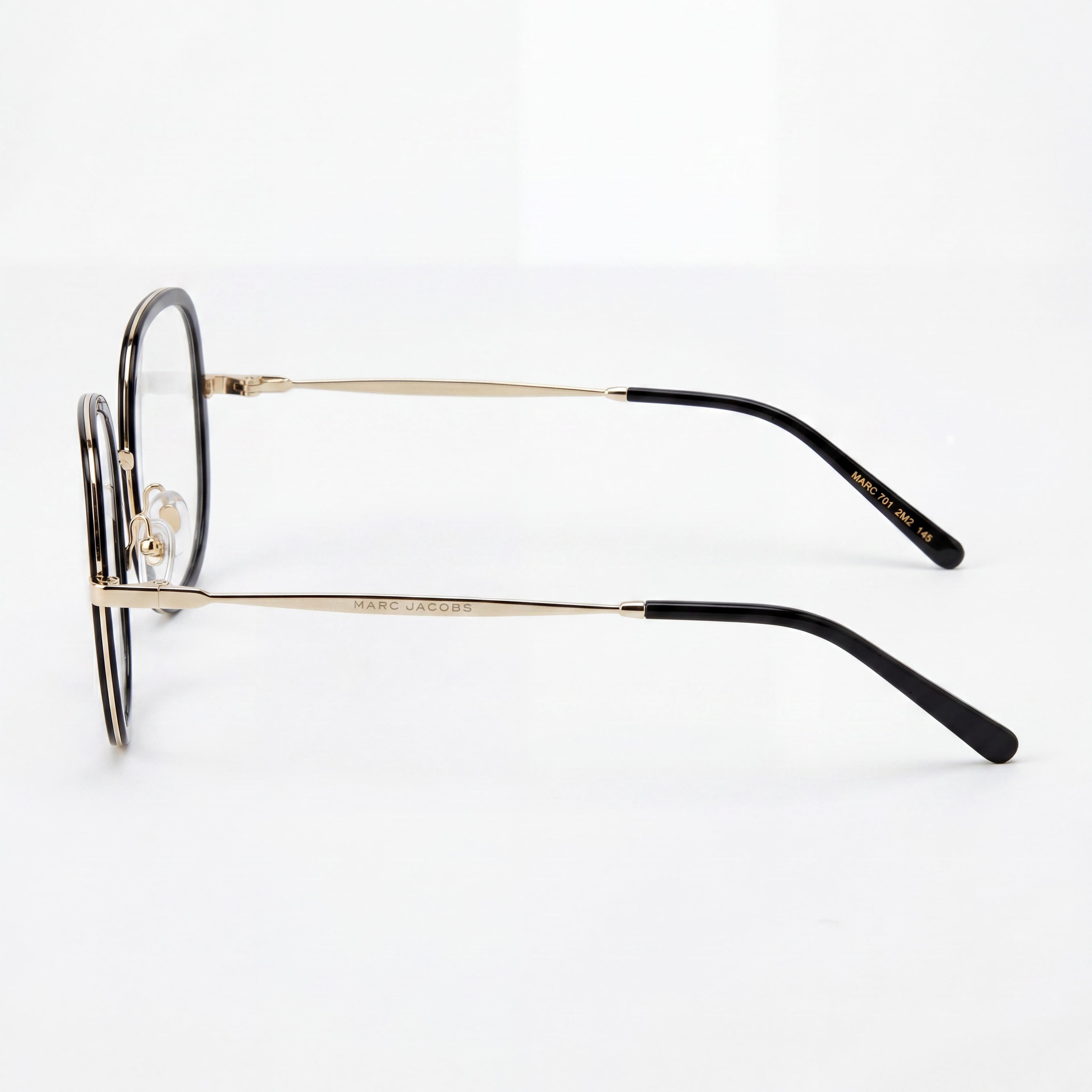 Marc Jacobs Marc 701 Women's Eyewear with Alloy Steel Frames in Black Gold, 53mm Lens Width, Photo 2