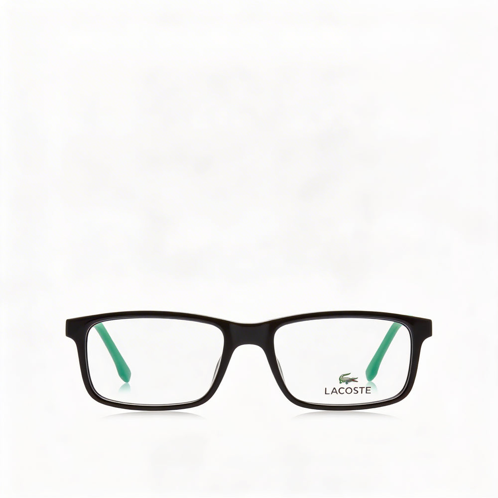Gafas modernas para hombre Lacoste con montura de inyección negra, lentes de policarbonato, tamaño 49-16-140 mm