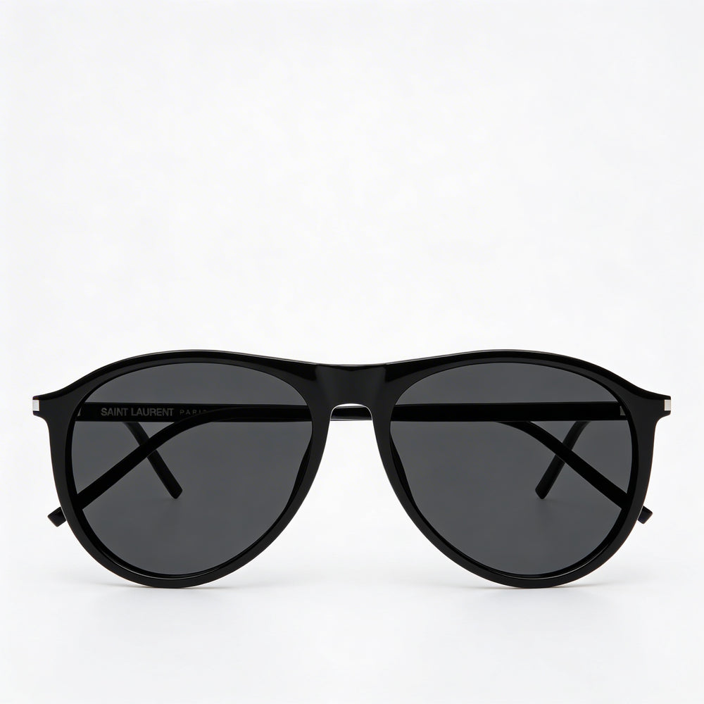 Gafas de sol Yves Saint Laurent SL 667 Aviators para mujer, montura de acetato negro, lentes de plástico negro no polarizadas, 56 mm