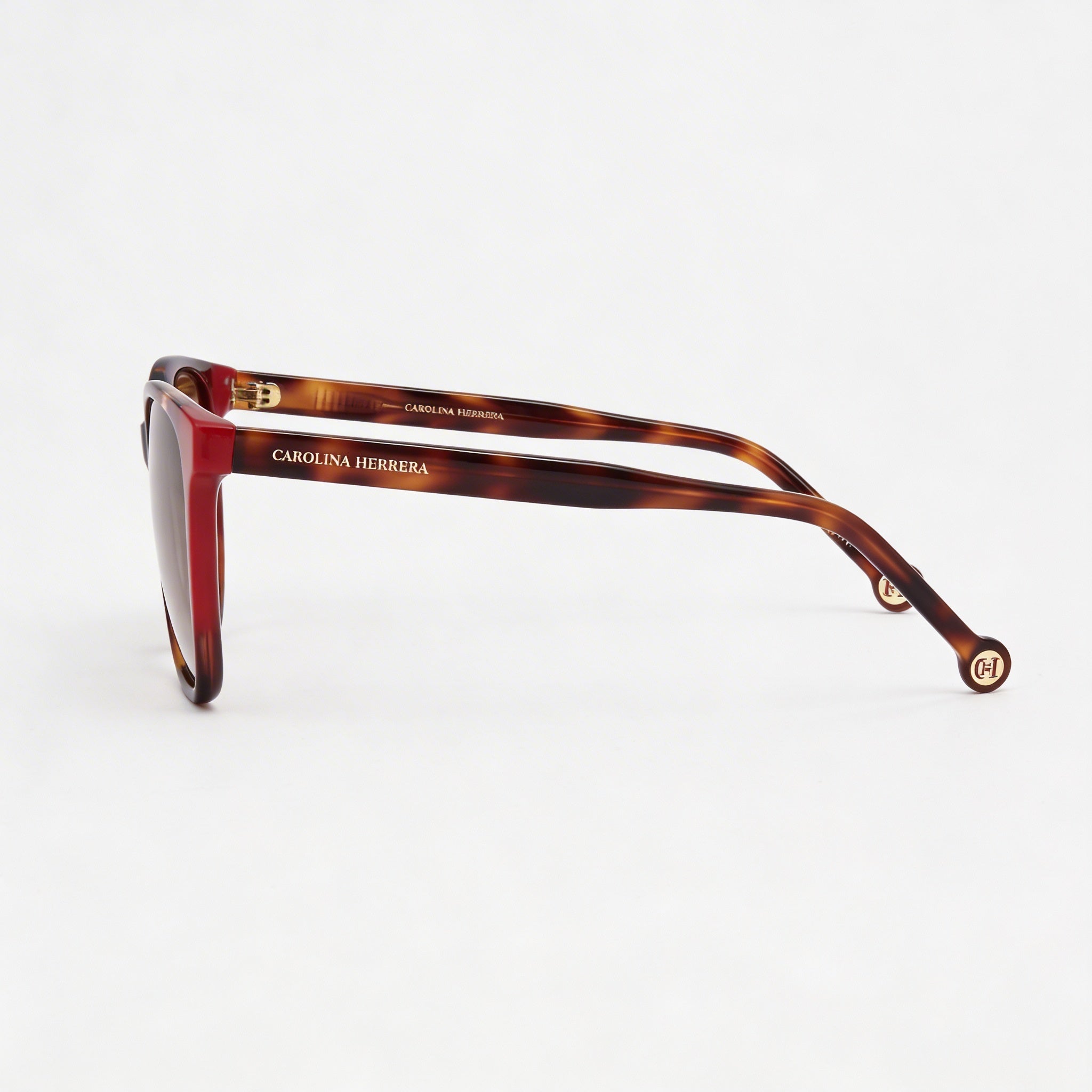 Gafas de sol Carolina Herrera CH 0061/S para mujer, de acetato clásico, montura en rojo habana, lentes degradadas marrones, 57, Photo 4