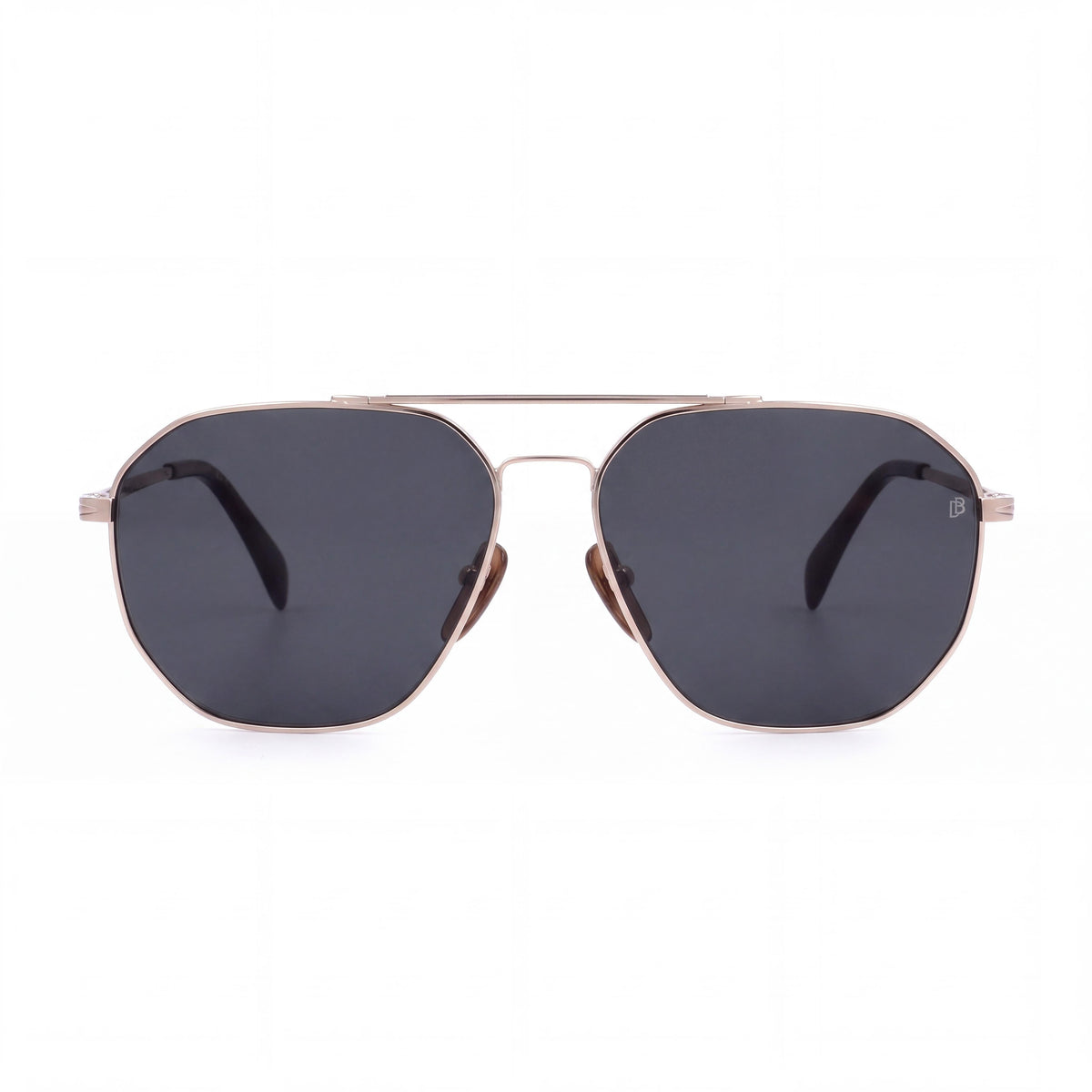 Gafas de sol unisex David Beckham Classic con montura verde habana dorada y lentes con protección UV de 60 mm de color gris oscuro degradado, Photo 2