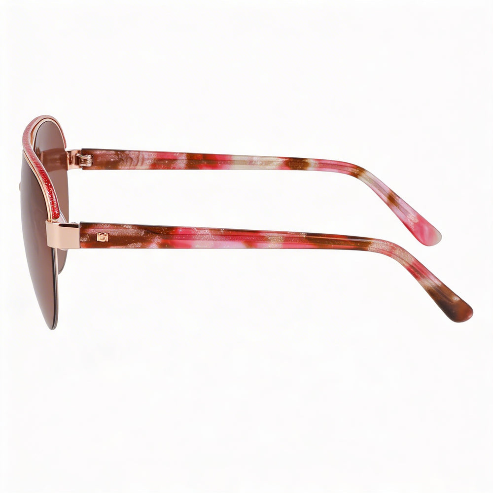 Gafas de sol clásicas bebe para mujer, montura de plástico en oro rosa, lentes no polarizadas en oro rosa con protección UV