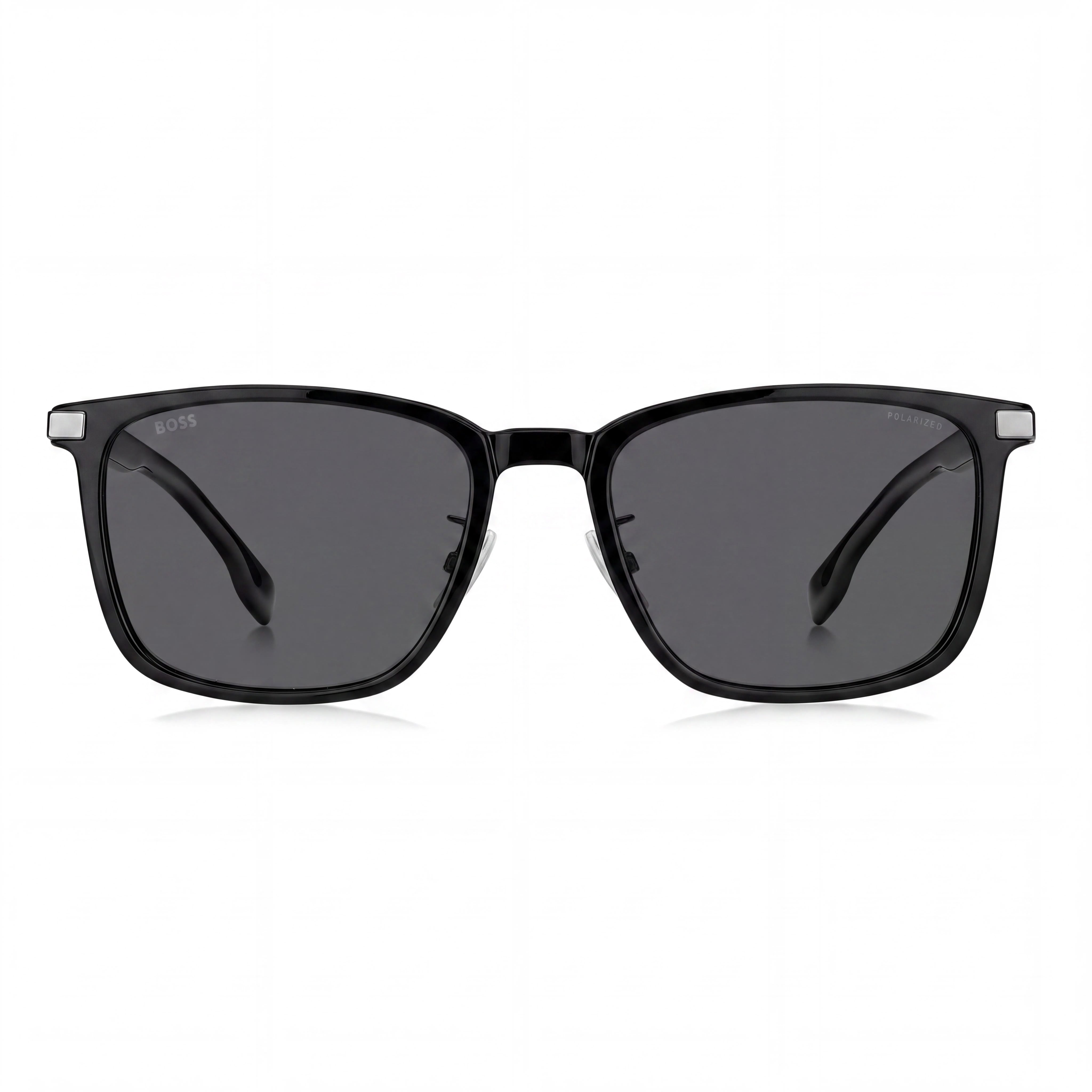 Hugo Boss RECTANGULAR / SQUARE Unisex Black Plastic Frame Grey UV Protected Lenses Sunglasses 57mm, Photo 2