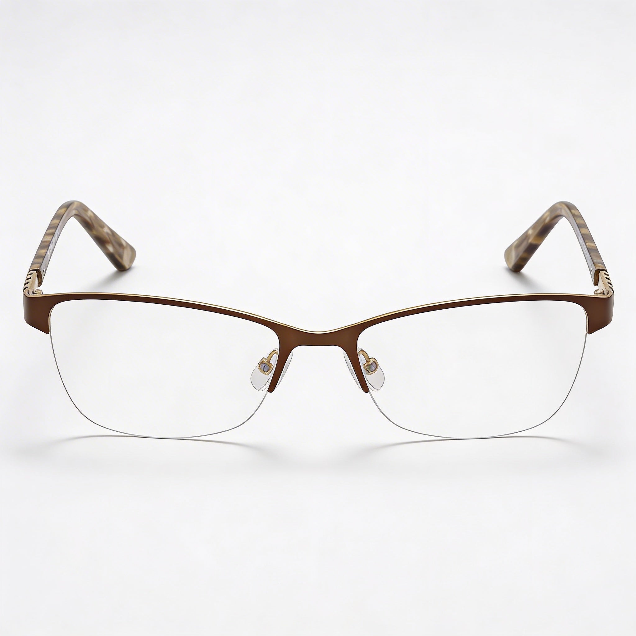 Liz Claiborne 615 Women's Brown Cat Eye Metal & Acetate Prescription Ready Optical Frames with Clear Demo Lenses 51mm, Photo 1