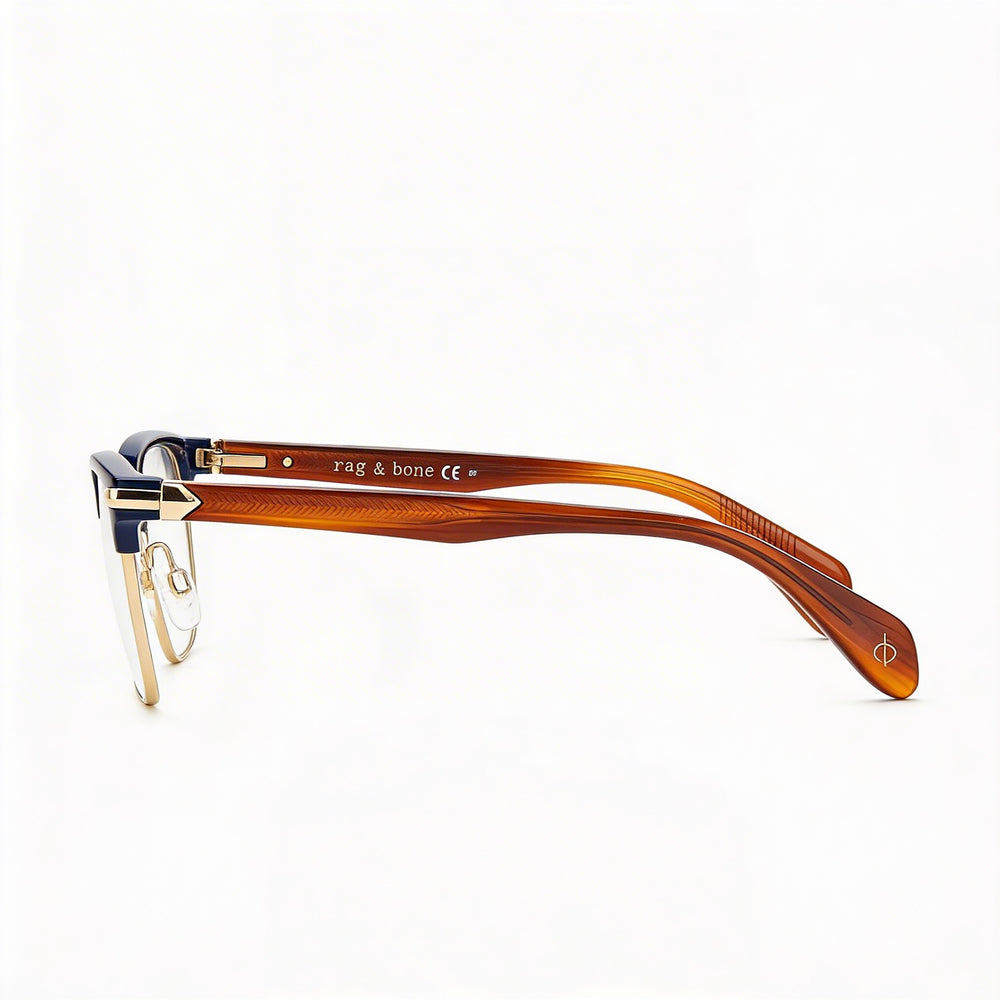 Gafas de sol no polarizadas Rag & Bone Modern para hombre, aleación de acero, azul/marrón, 53 mm